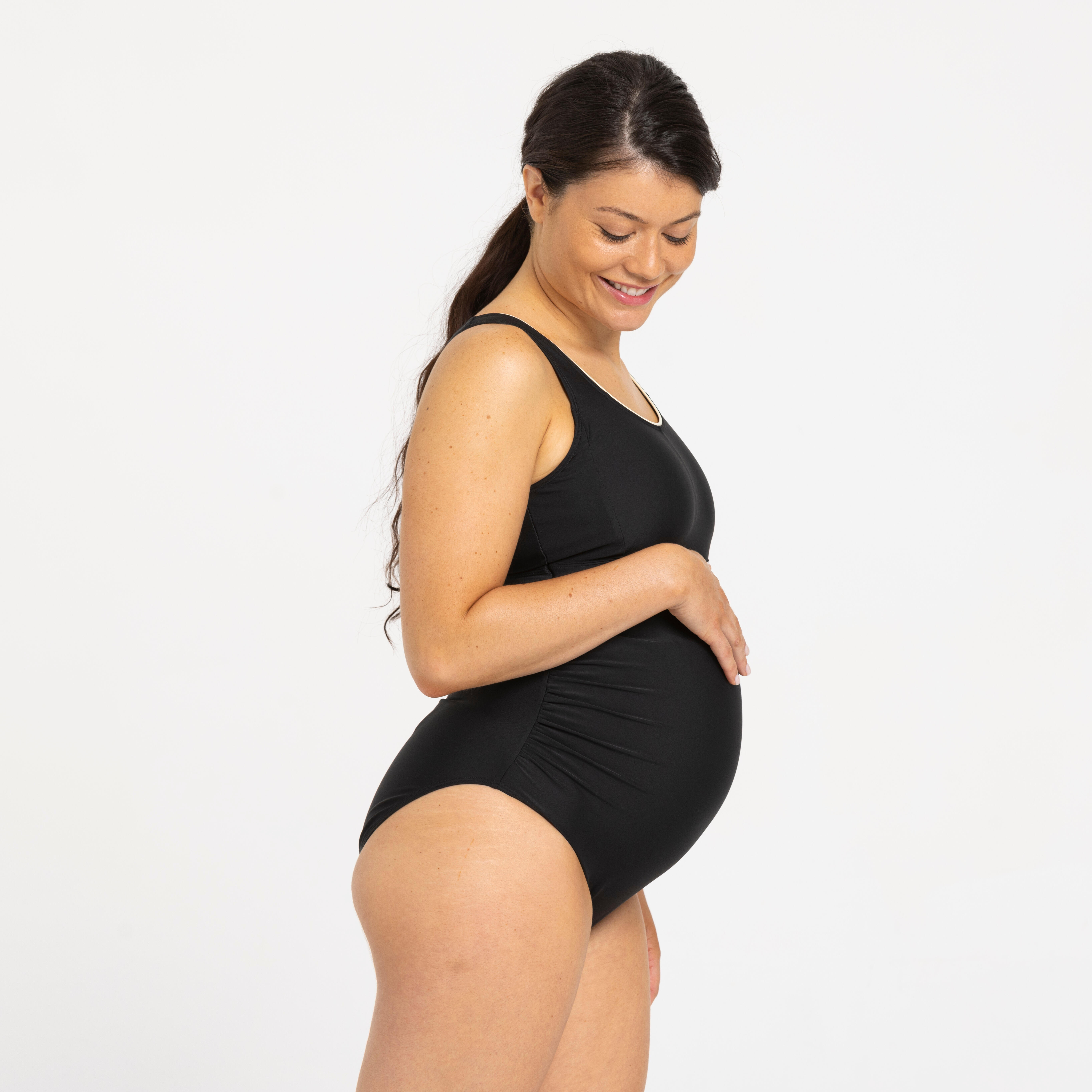 Women's 1-Piece Maternity Swimsuit - Nora - Black, Eggshell