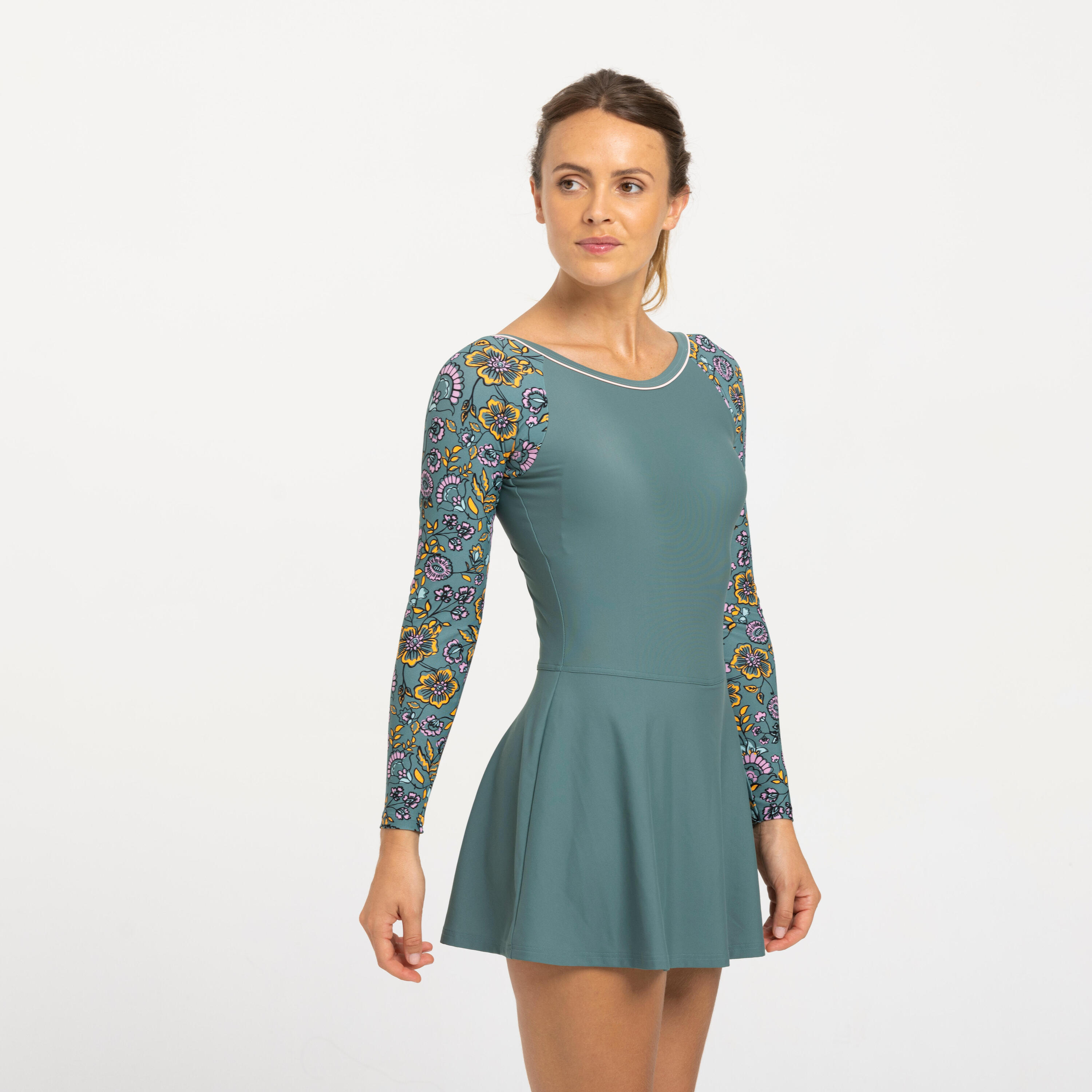 Women's 1-piece swimsuit Una sleeve light khaki 4/7