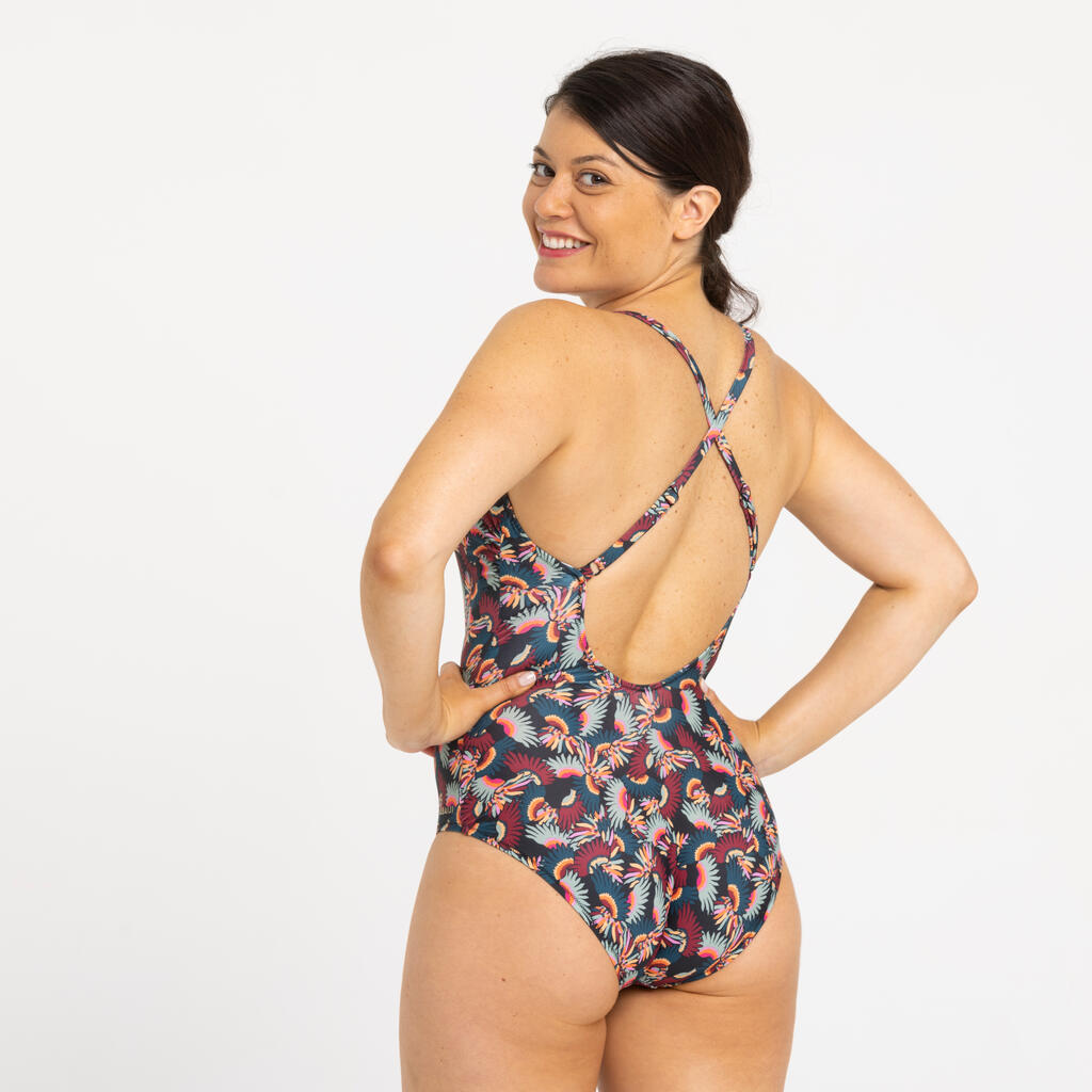 Badeanzug Einteiler Damen - Lila blau 