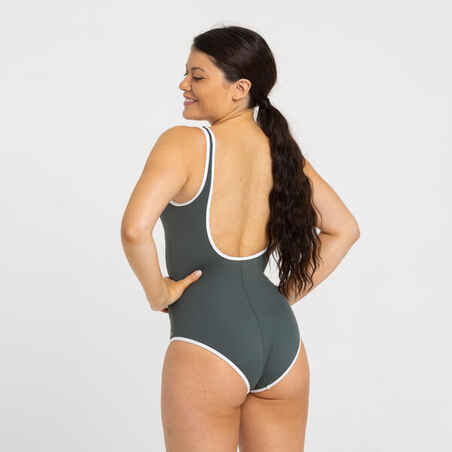Moteriškas vientisas maudymosi kostiumėlis „Heva Joy Zip“, rusvai žalsvas