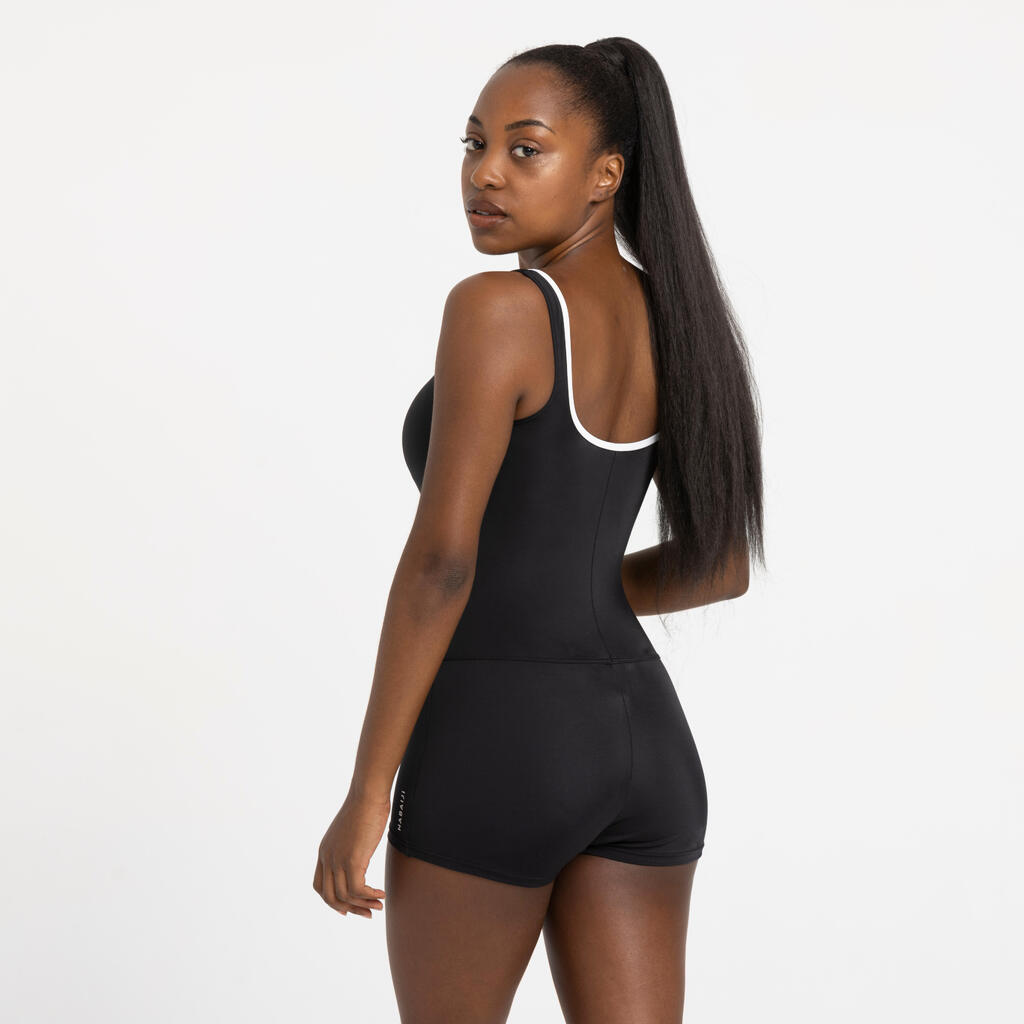 Vestido de baño enterizo de natación con short para Mujer Nabaiji negro