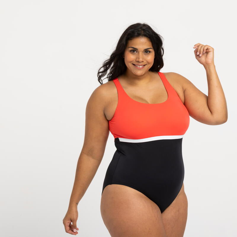 Bañador Mujer natación negro naranja