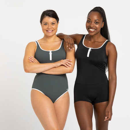 Women's 1-piece Heva swimsuit shorty zip black
