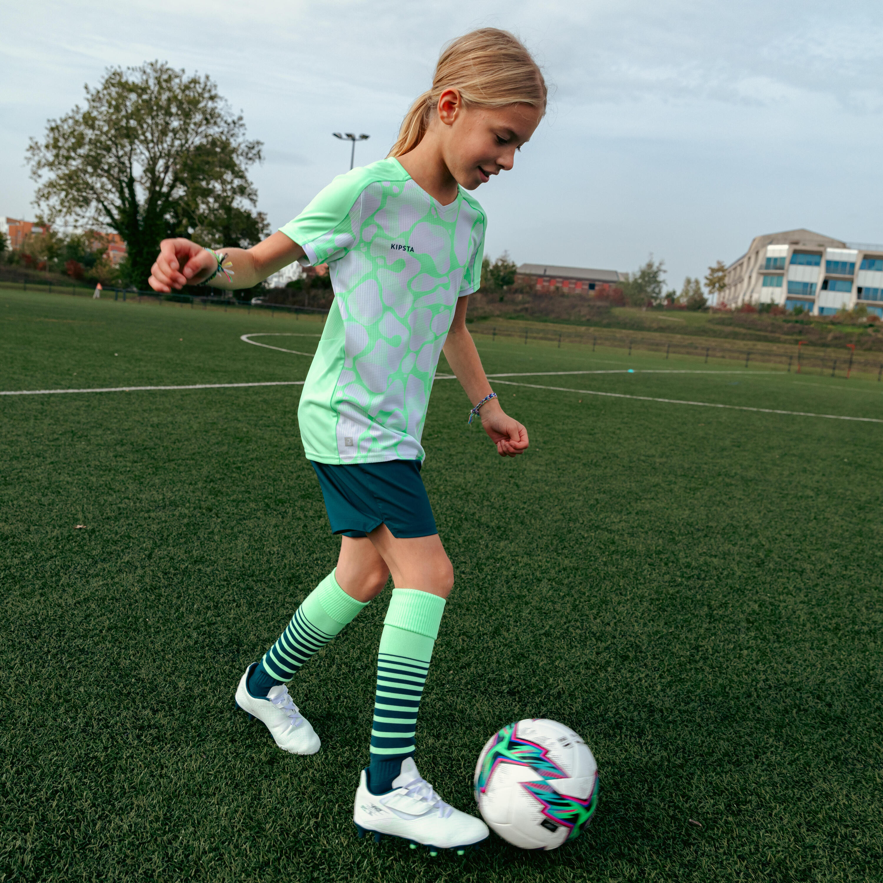 Maglia calcio bambina VIRALTO verde-bianco 9/13