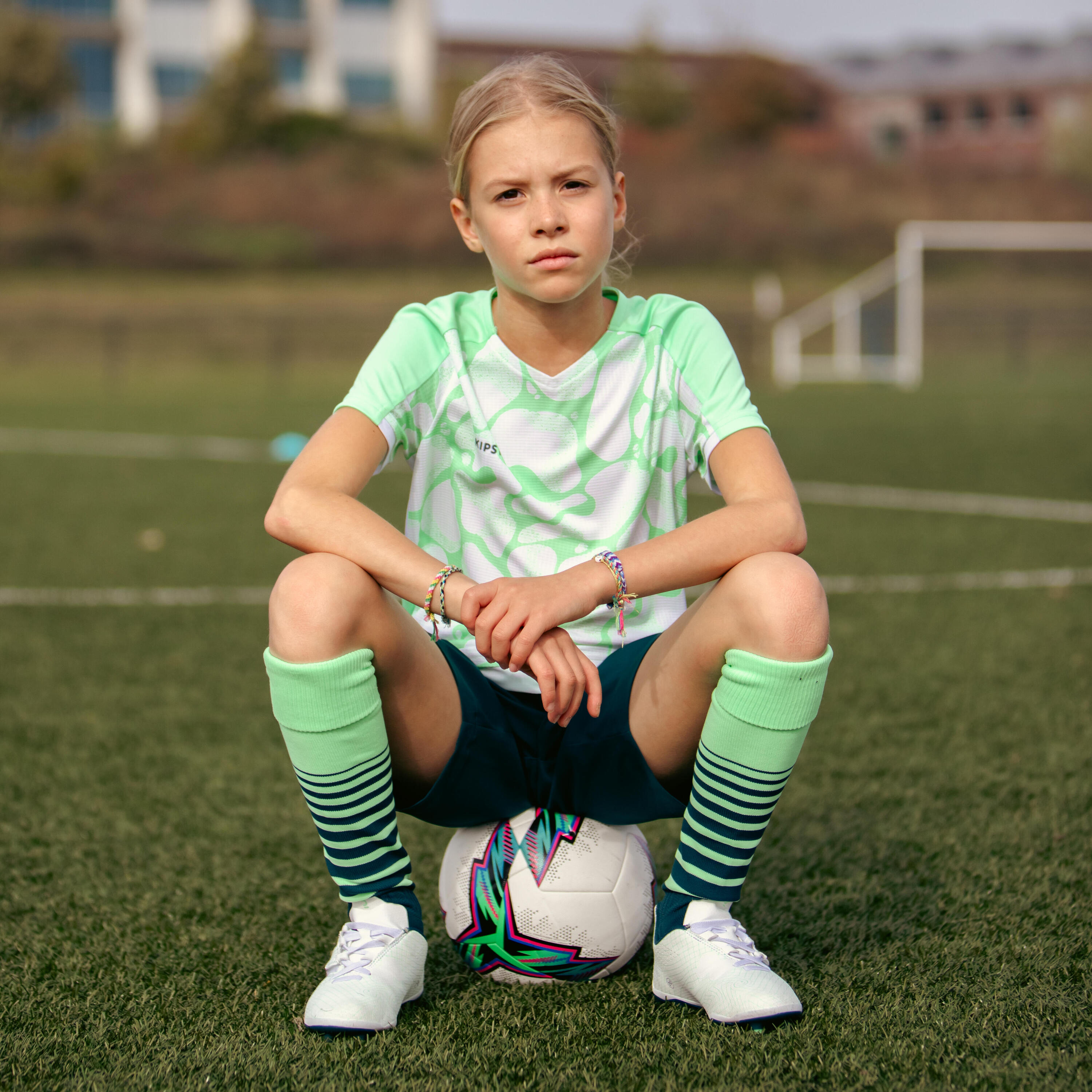 Maglia calcio bambina VIRALTO verde-bianco 10/13