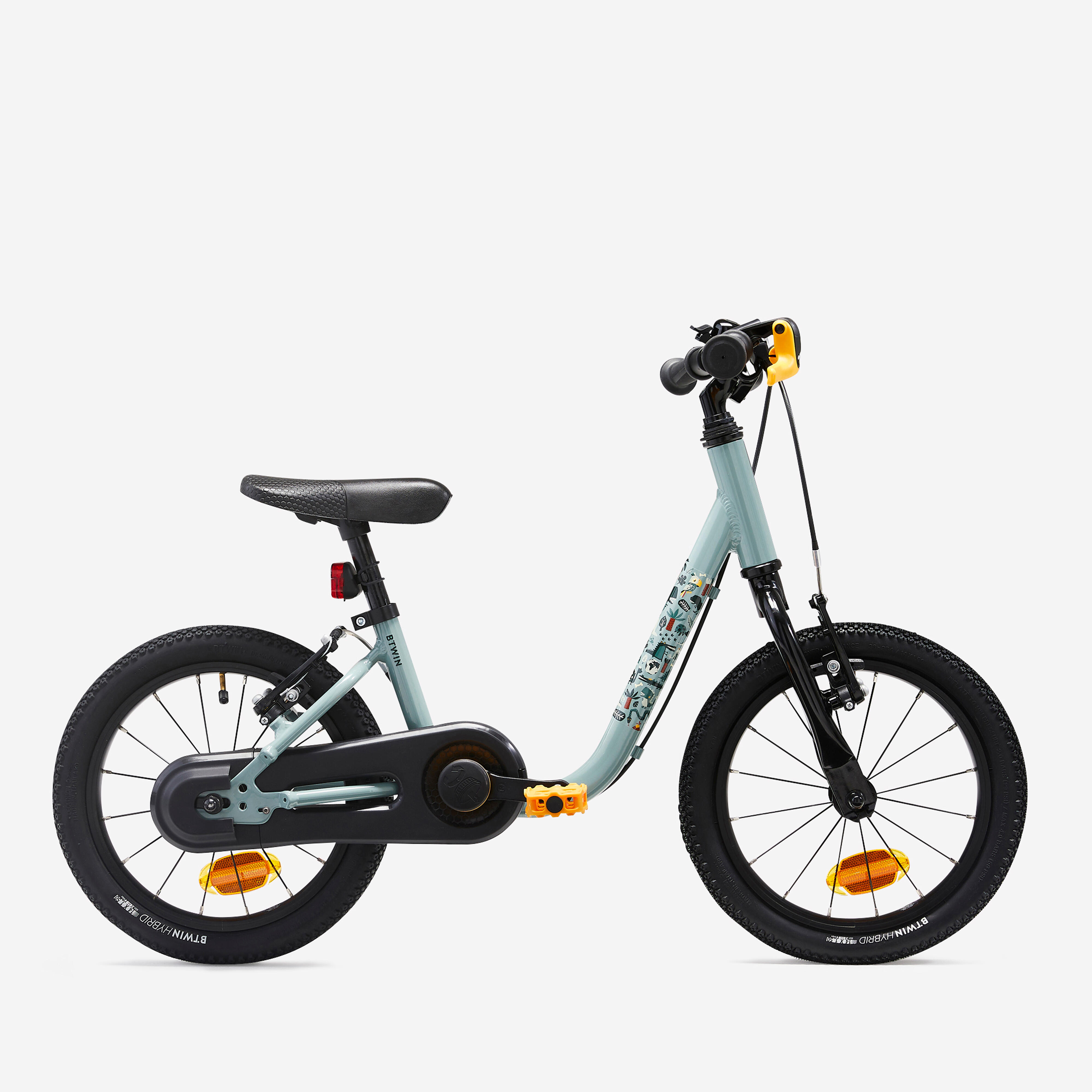 Kid riding a bright green 14-inch bike, echoing the excitement of a new action movie