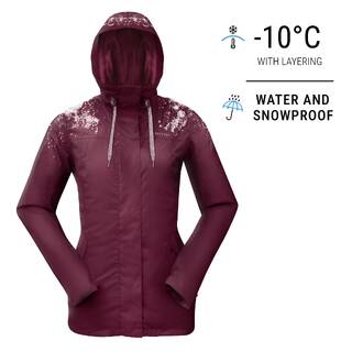 Women Winter Jacket for Hiking SH500 -10°C Burgundy