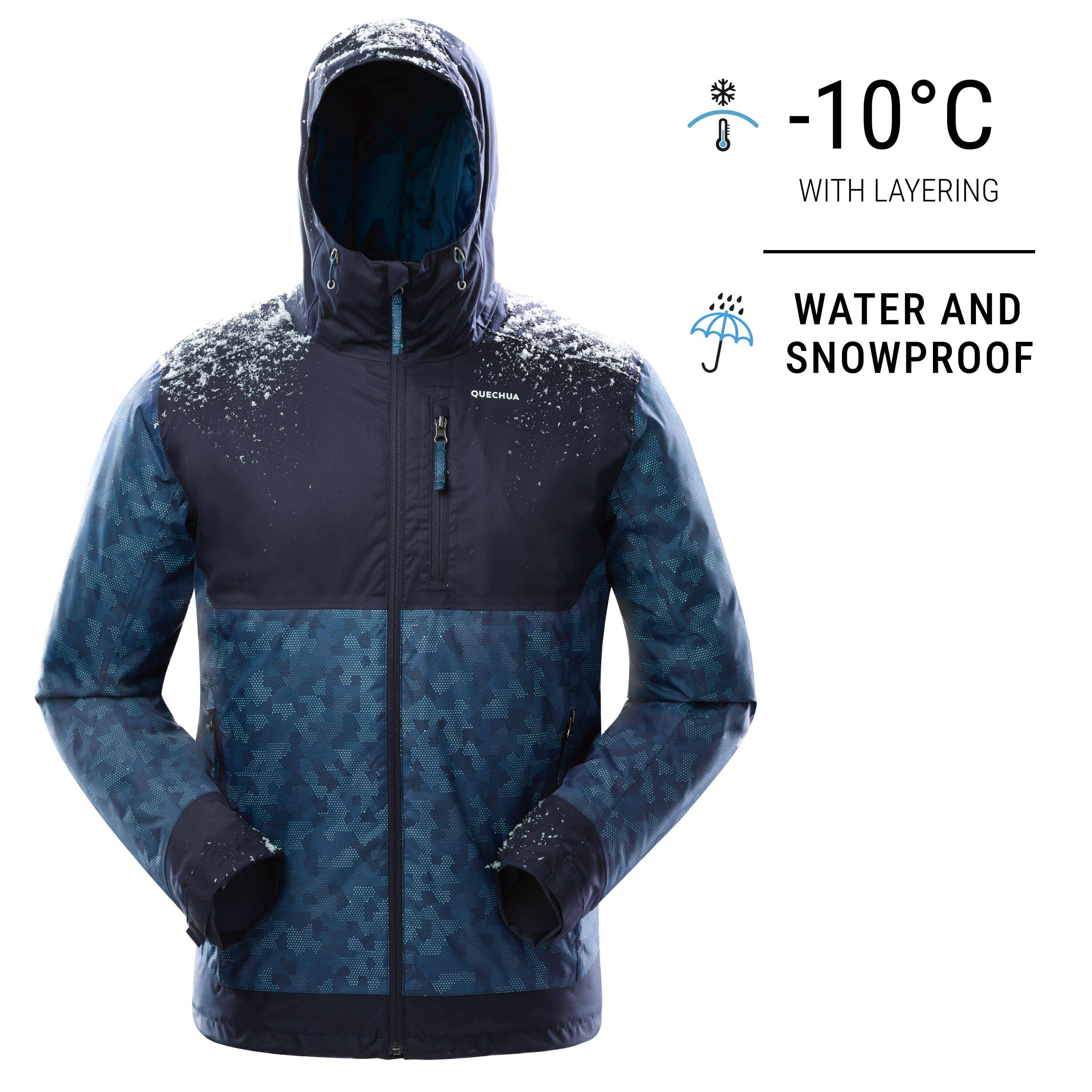 Men Winter Jacket - Waterproof SH500 -10°C Blue -  1