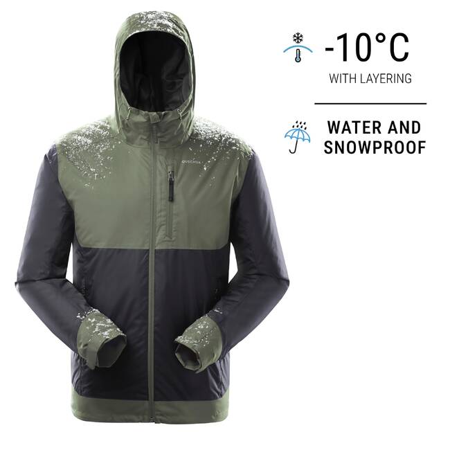 Men Winter Jacket - Waterproof SH500 -10°C Khaki