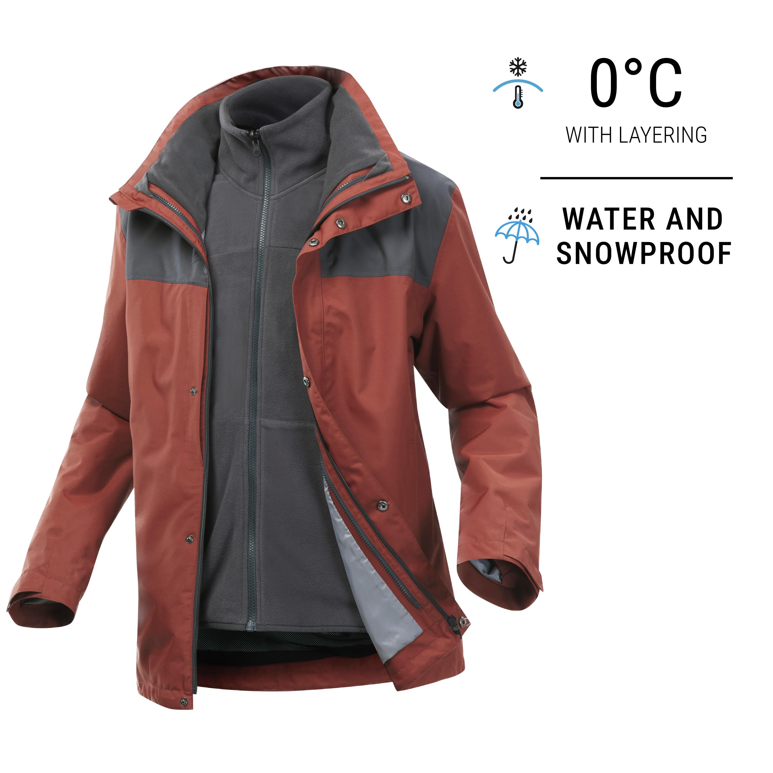 Men 3-in-1 Warm & Waterproof Jacket Travel 100 0°C - Red-image-23
