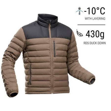 Jaket Down Trekking Gunung Pria MT500 -10°C Cokelat