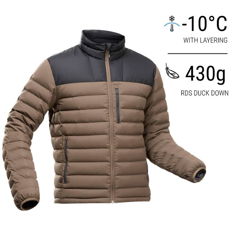 Jaket Down Trekking Gunung Pria MT500 -10°C Cokelat