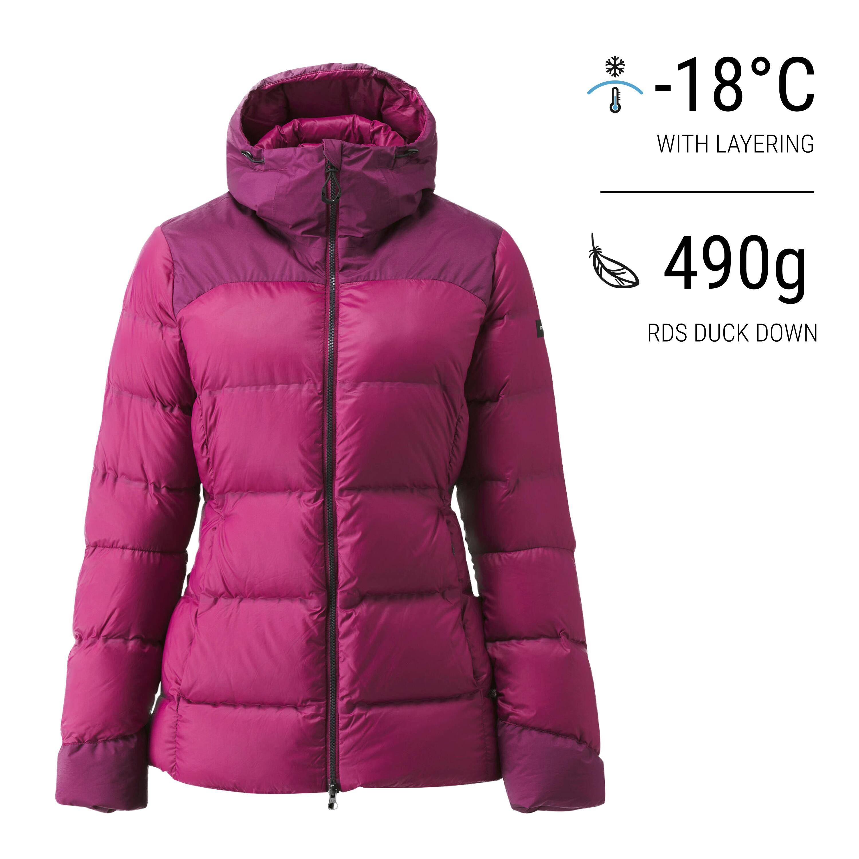 Women Mountain Trekking Down Jacket - MT900 -18°C Purple -  1