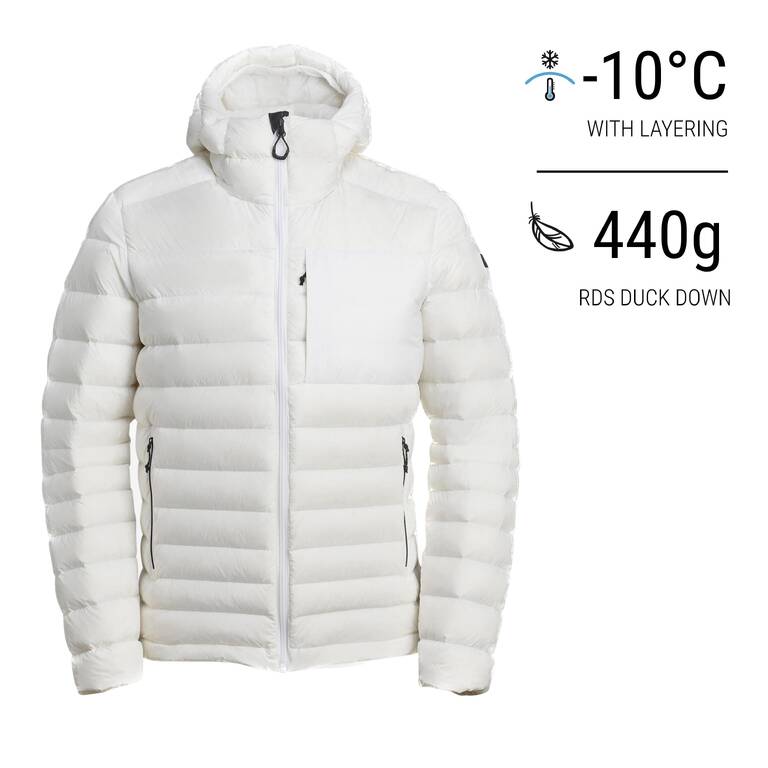 Men Puffer Down Jacket For Trekking.MT500 -10°C Greige