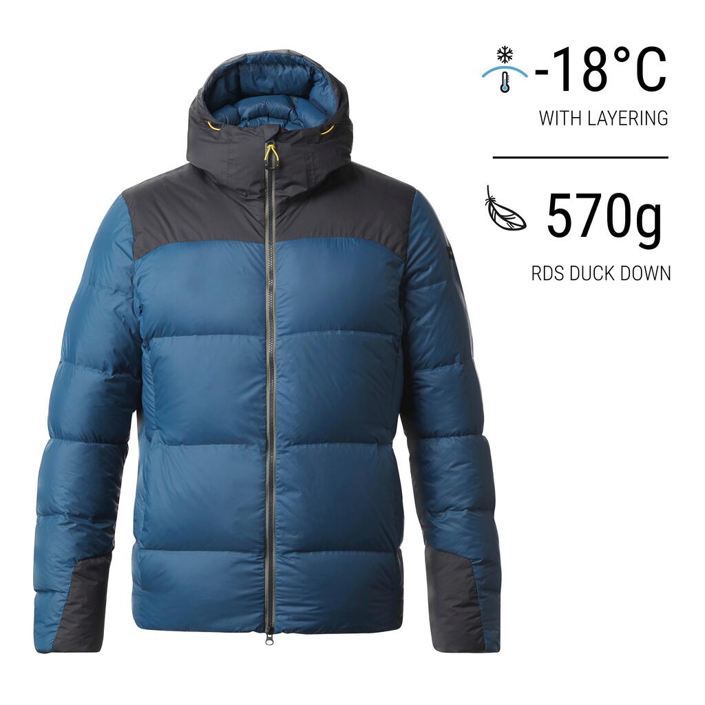 Men’s mountain and trekking padded and hooded jacket - MT900 -18°C