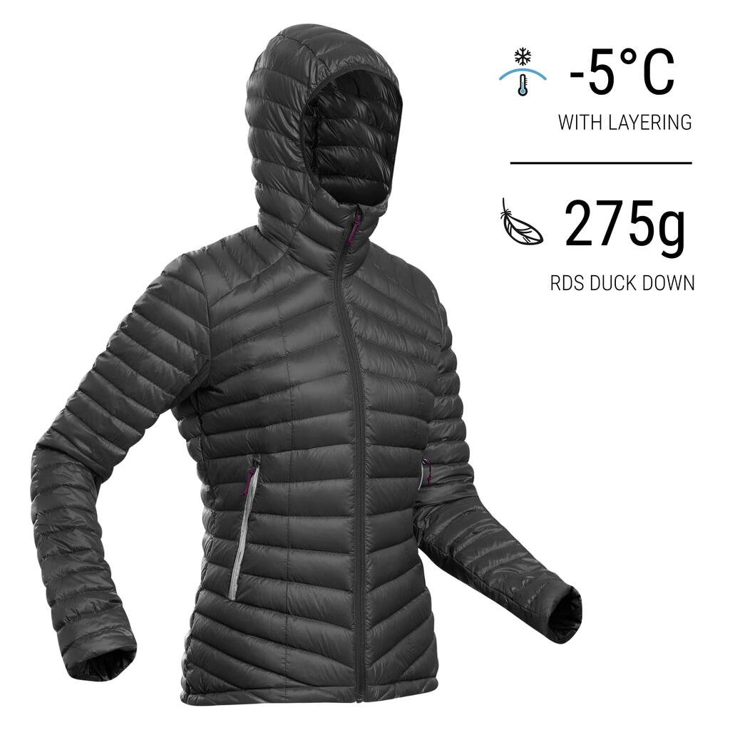 Women's Mountain Trekking Hooded Down Jacket - MT100 -5 °C