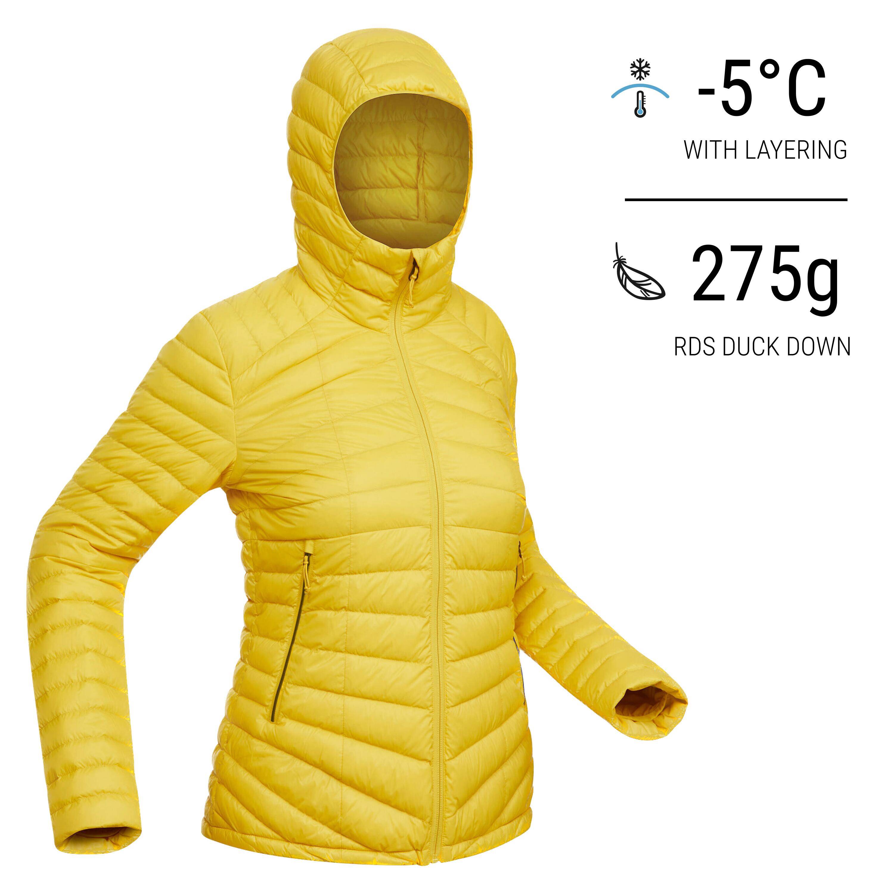 Women Trekking Down Jacket MT100 -5°C Yellow -  1