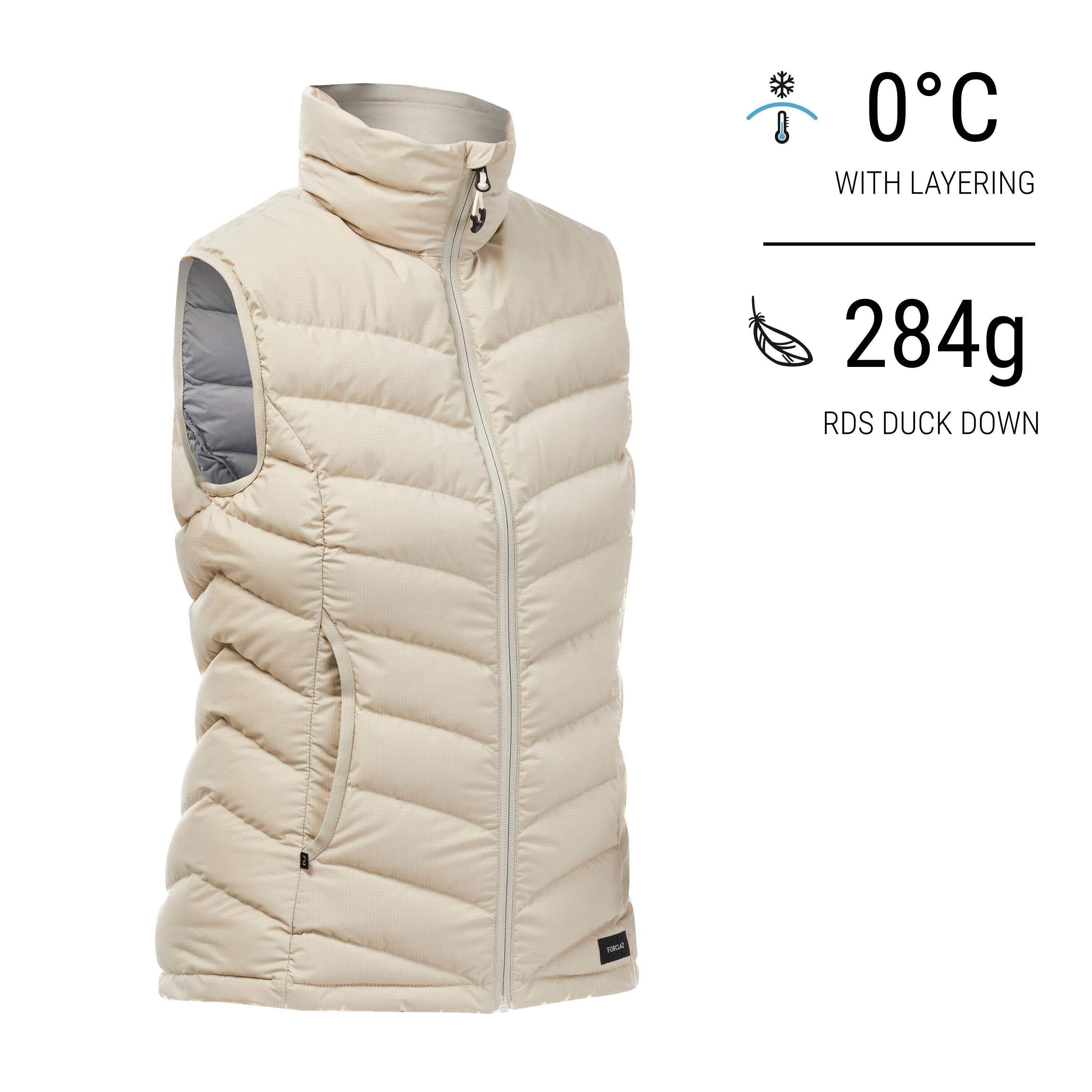 Women’s Mountain Trekking Sleeveless Down Gilet - MT500 Beige -  1