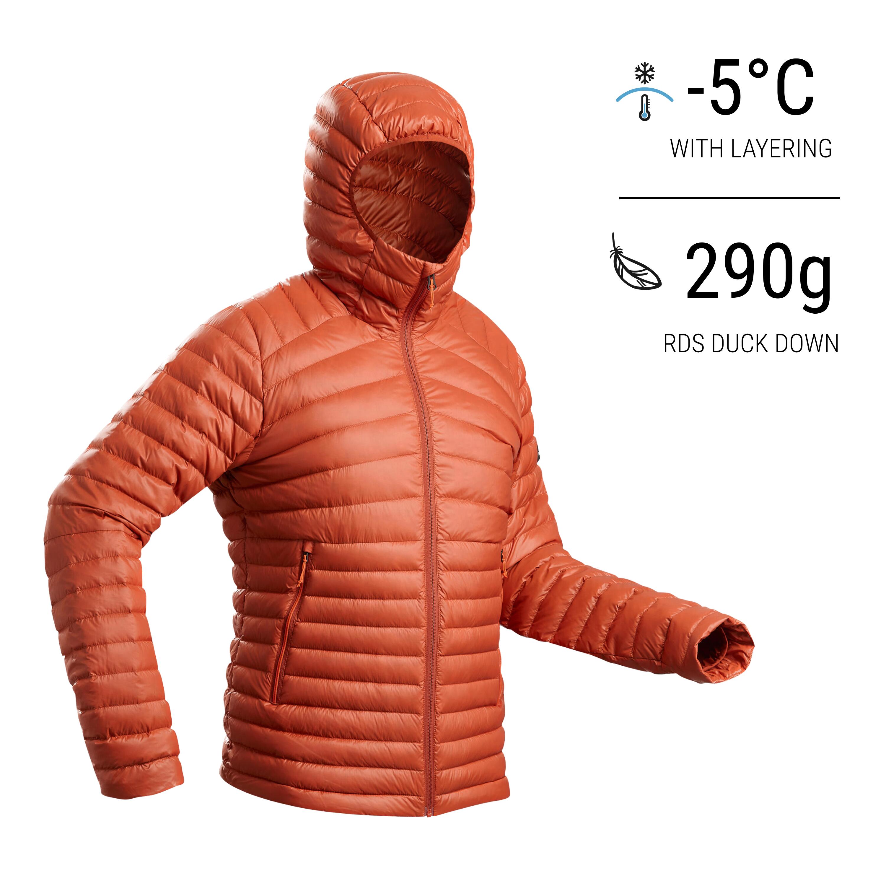 Men’s Down Winter Jacket MT 100 Orange Dark sepia Forclaz Decathlon