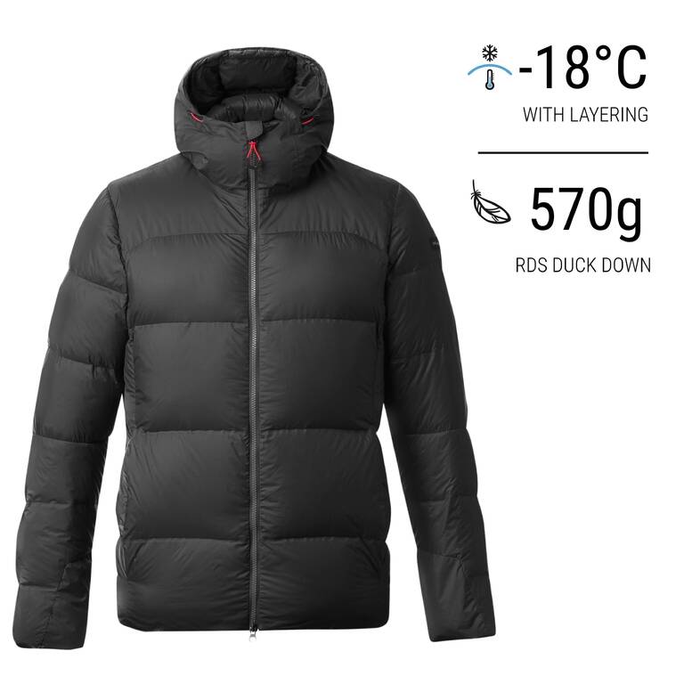 Men’s mountain and trekking padded and hooded jacket - MT900 -18°C