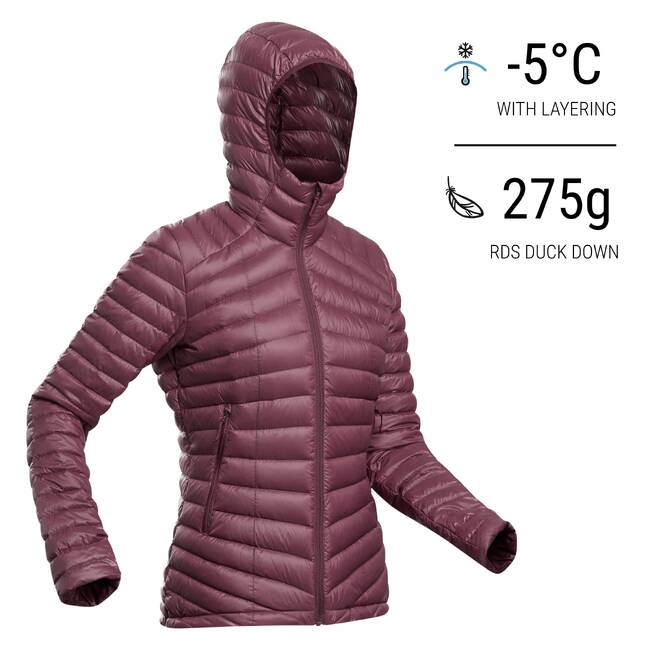 Buy Women's Trekking Down Feather Jacket 5°C Ultra Light And Compact Online