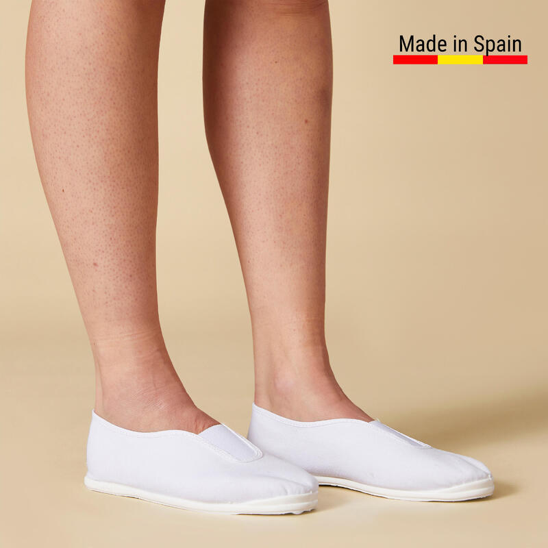 Zapatillas gimnasia adulto de tela blanco