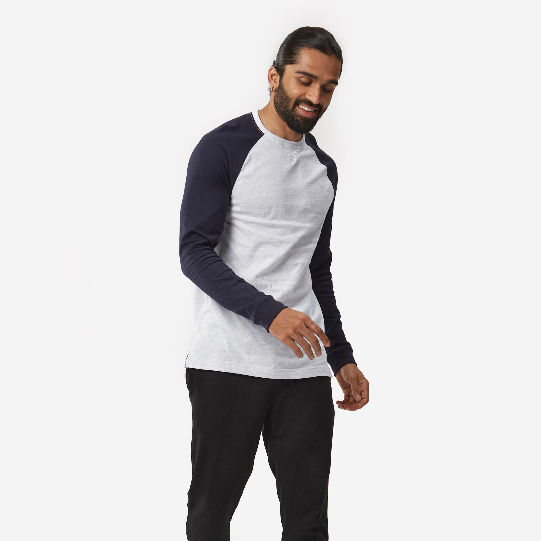 Men's Long-Sleeved Fitness T-Shirt 520 - Blue/Black 2/5