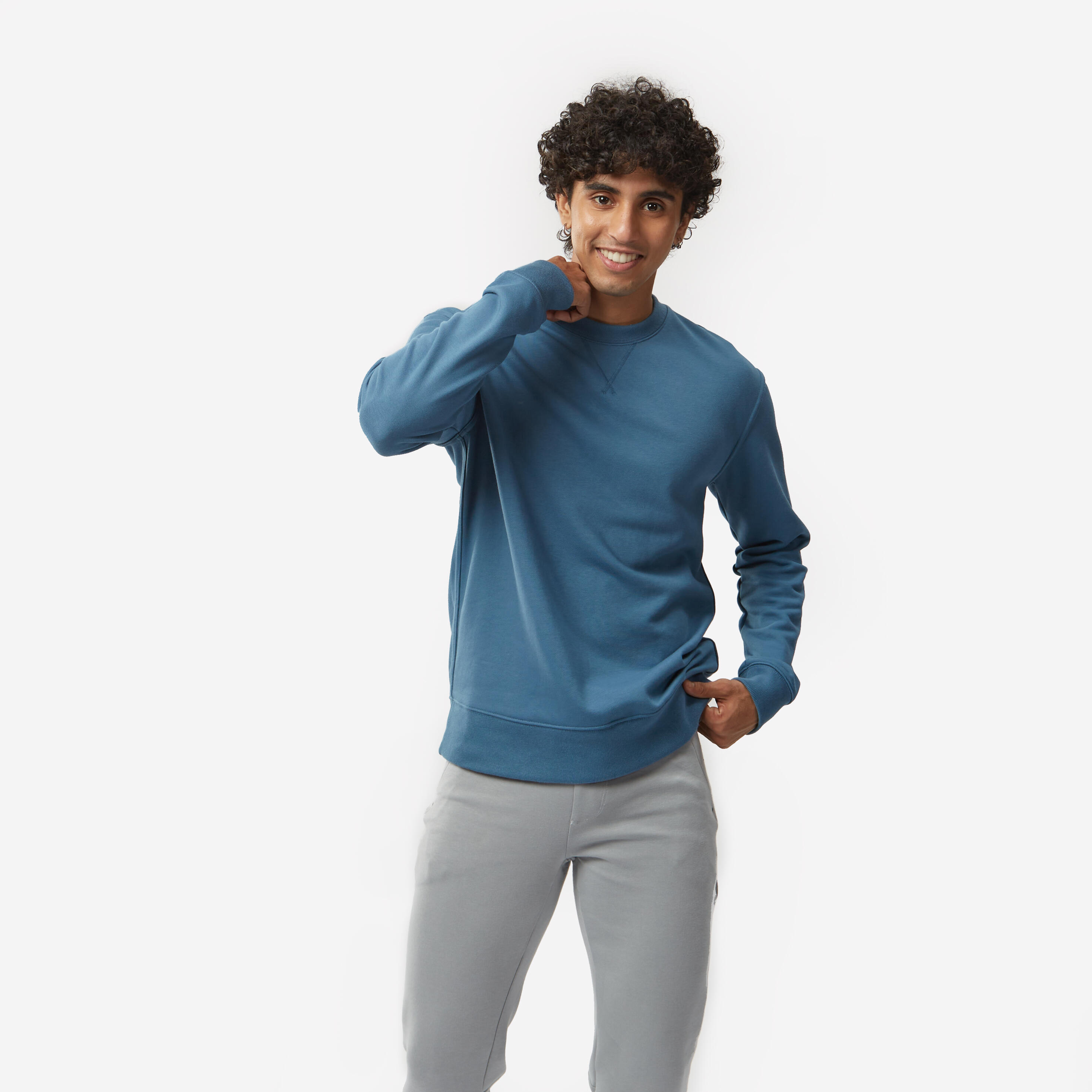 Men's Crew Neck Sweatshirt 500 Essentials - Teal 2/5