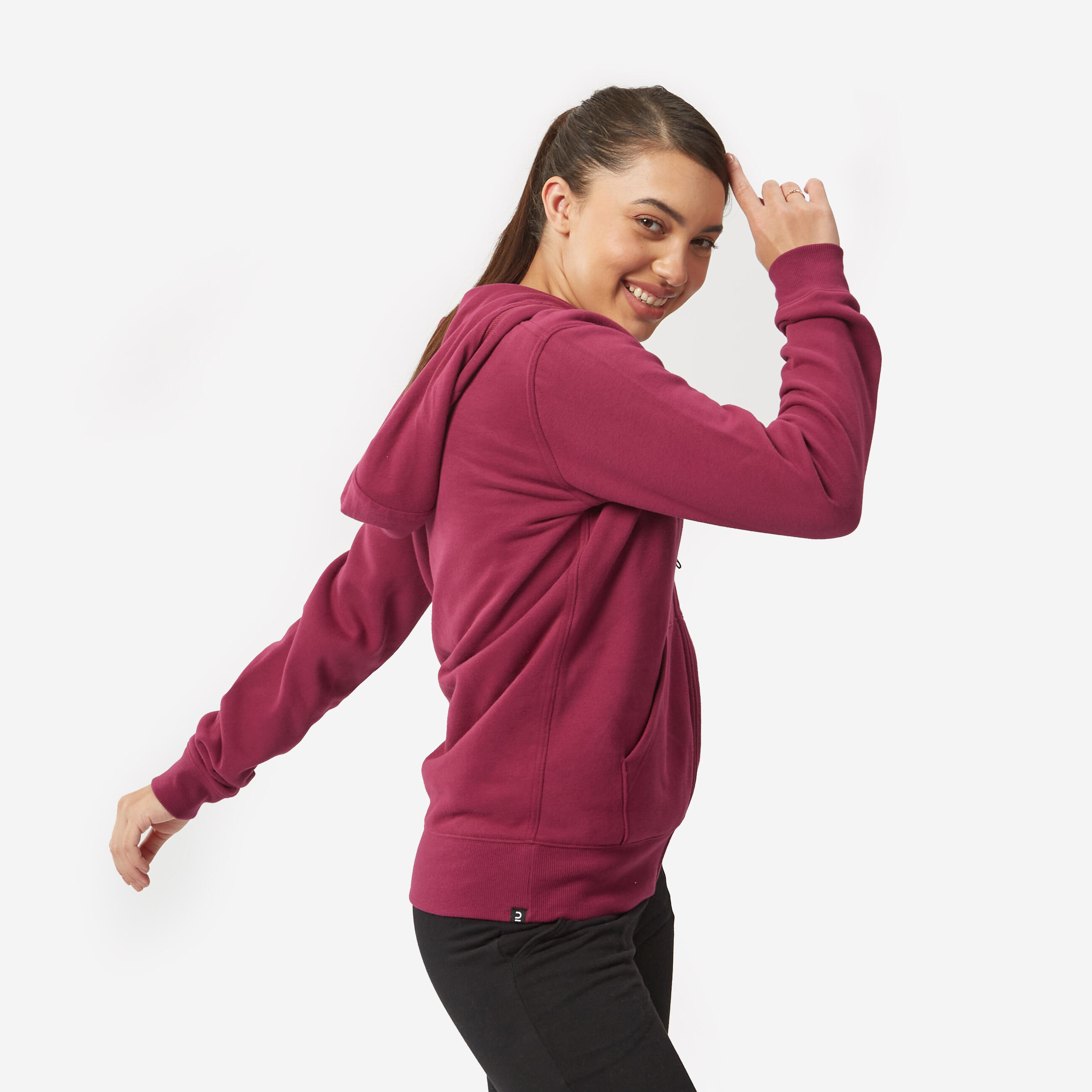 Sudadera Fitness Mujer Violeta Ciruela Cremallera 3/5