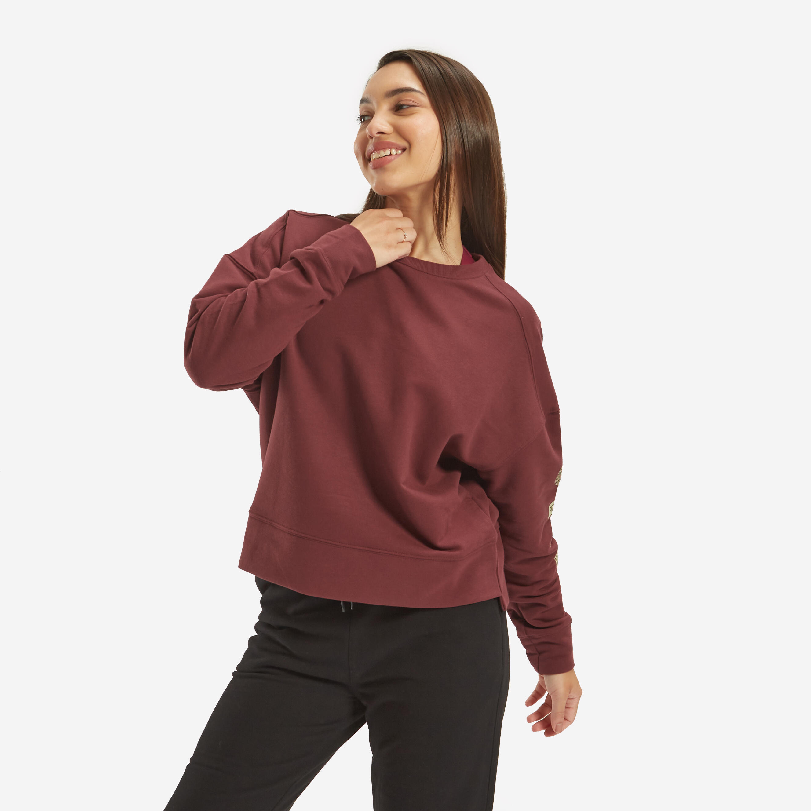Women's Sweater 120  For Gym Print-Burgundy