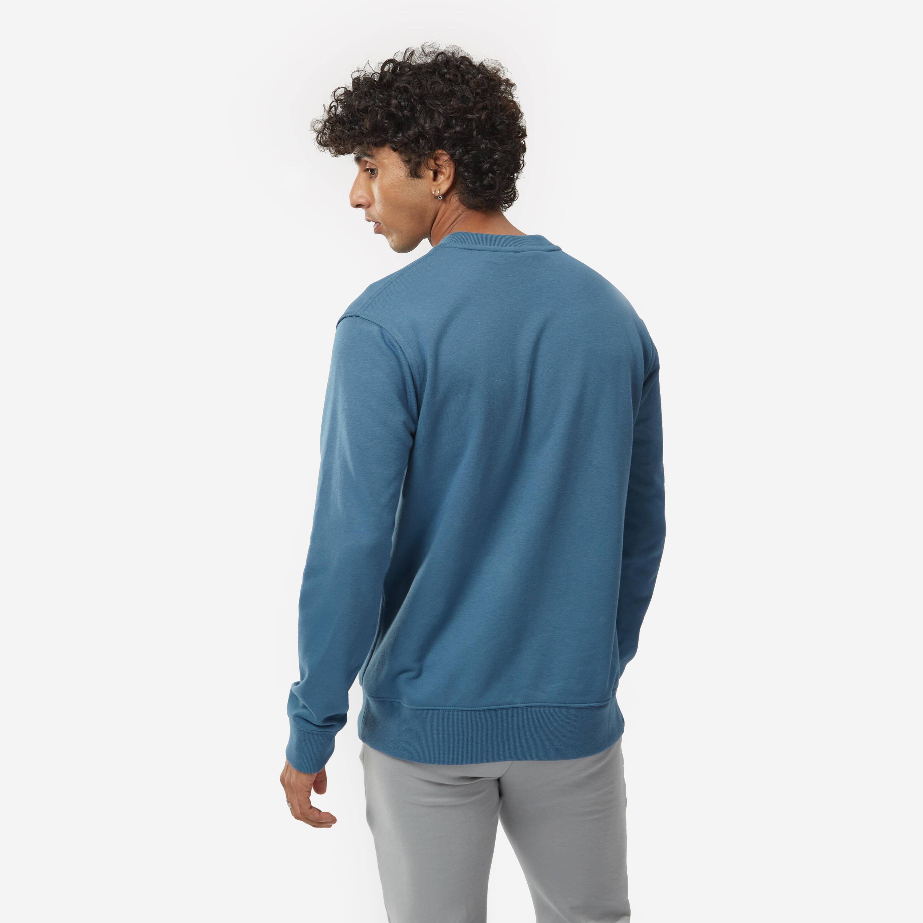 Men's Crew Neck Sweatshirt 500 Essentials - Teal 3/5
