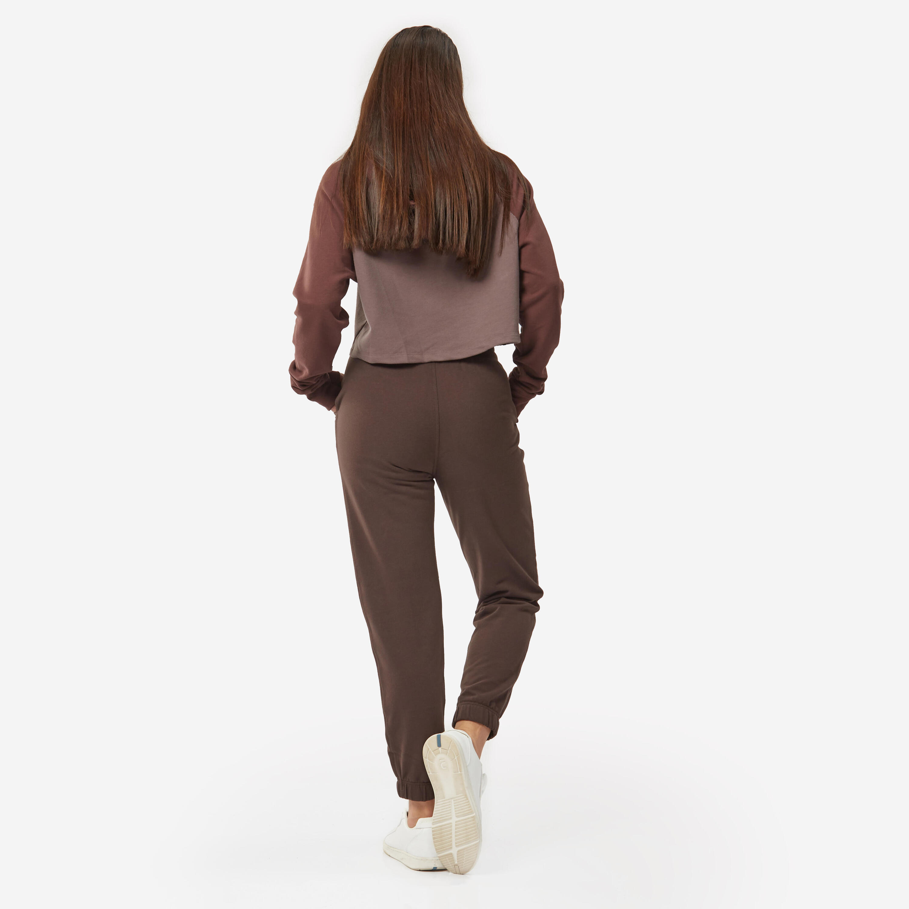 Joggingbroek voor dames katoen bruin 3/5