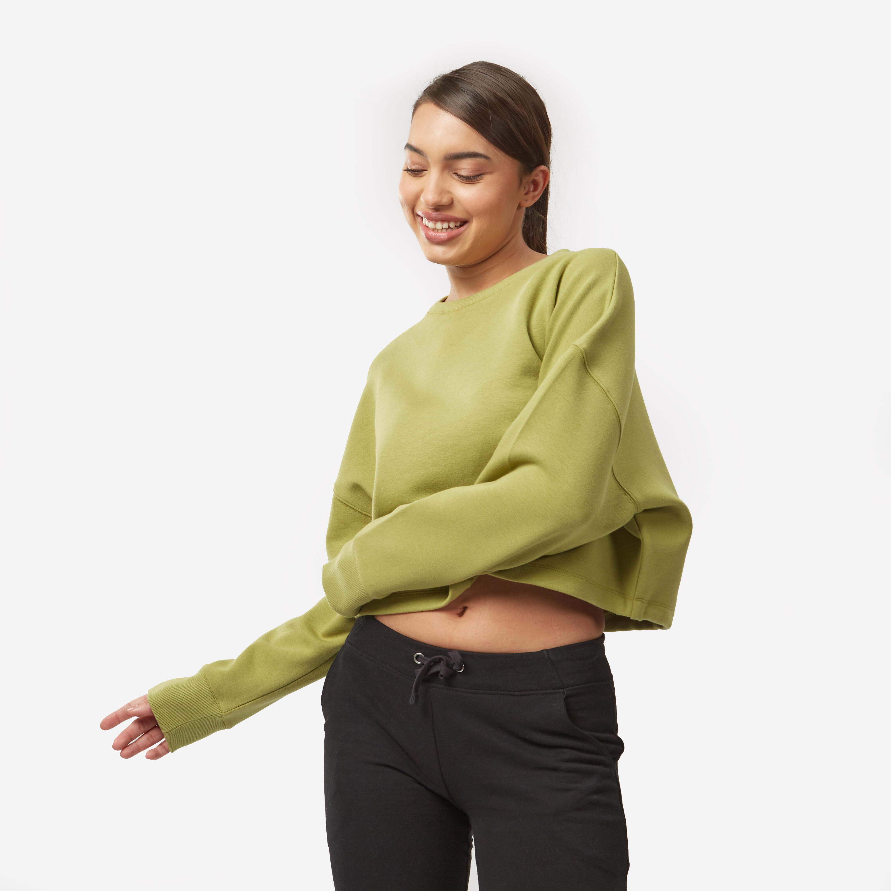 Green sweater crop top 2025
