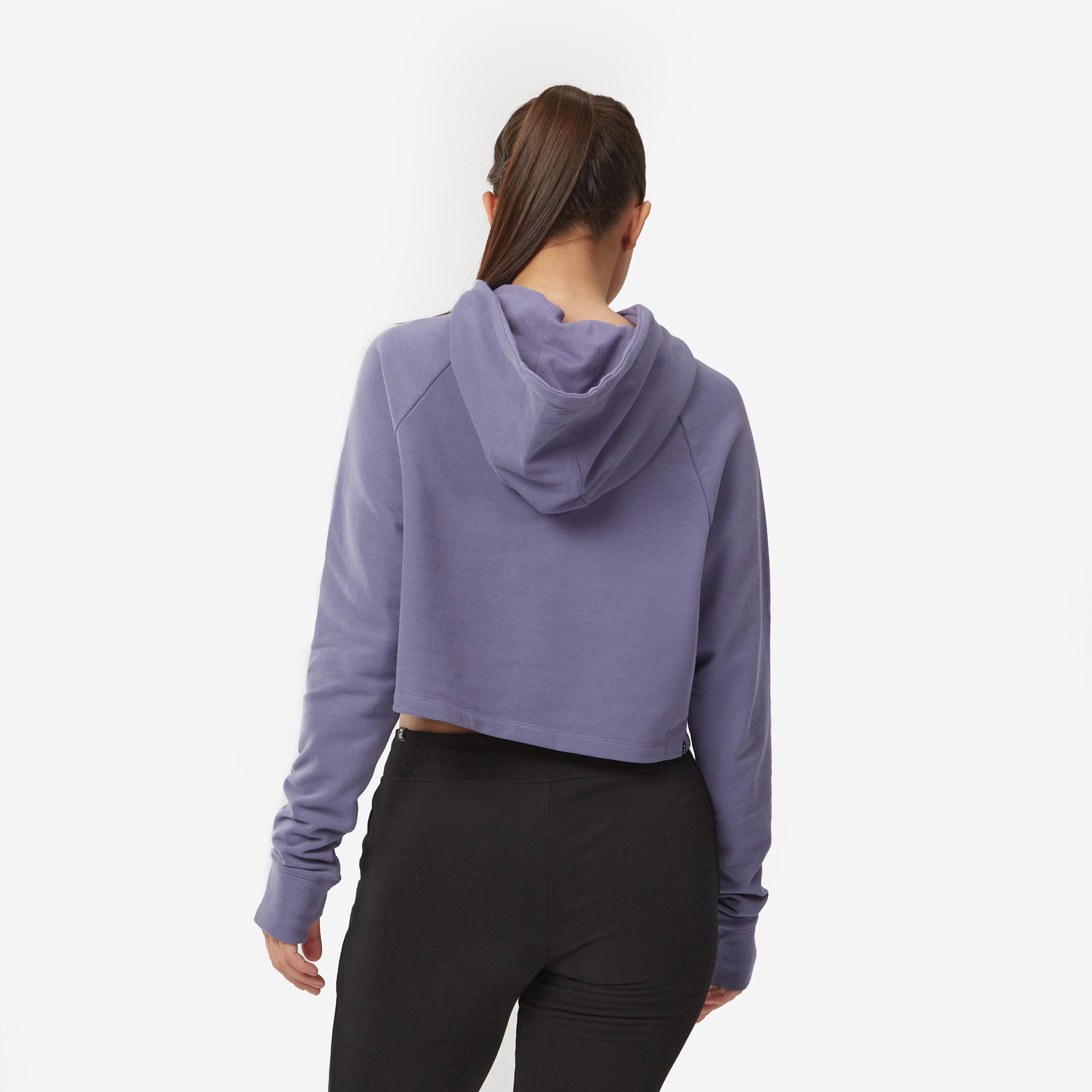 Sweat à capuche Crop fitness femme - 520 BLEU 2/5