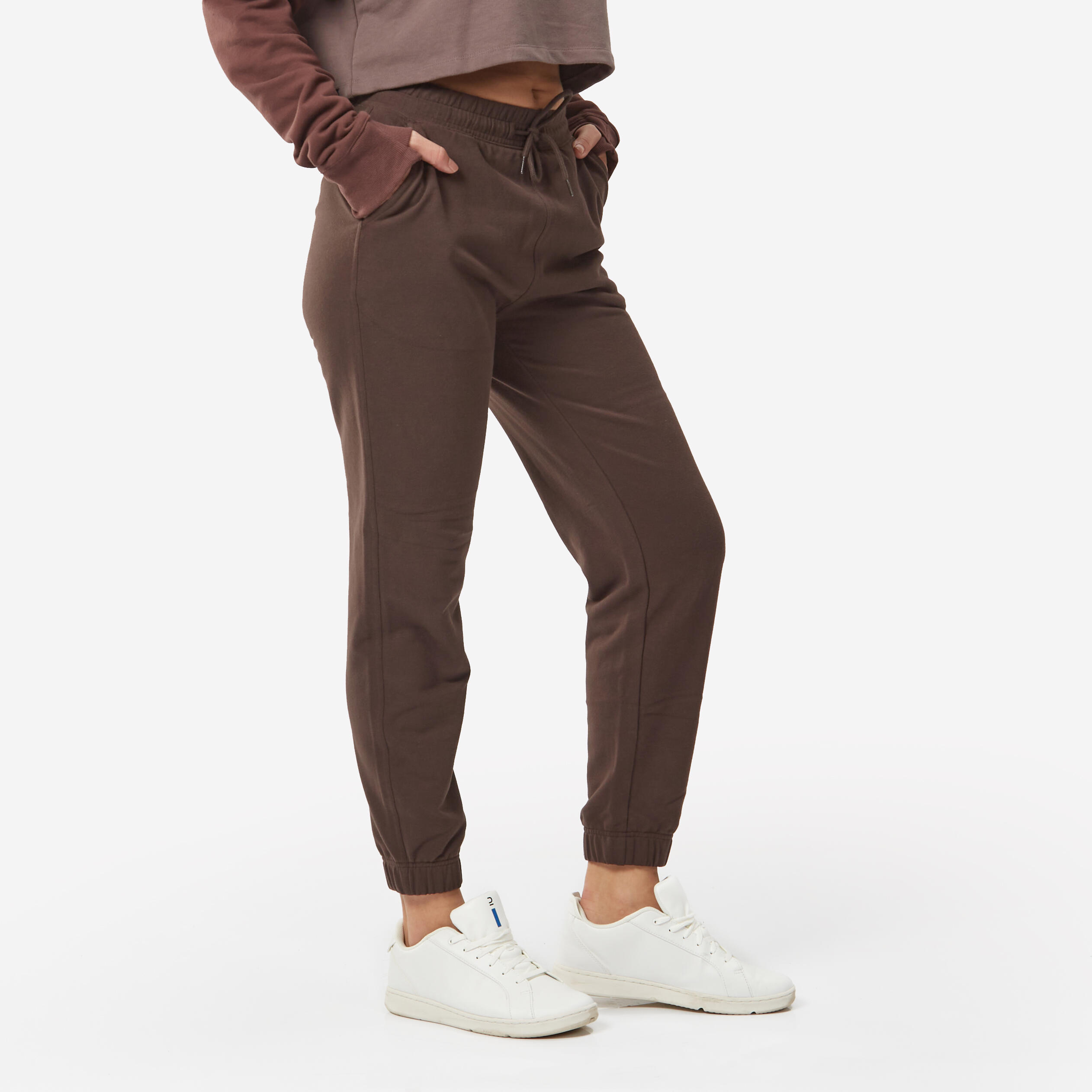 Joggingbroek voor dames katoen bruin 2/5
