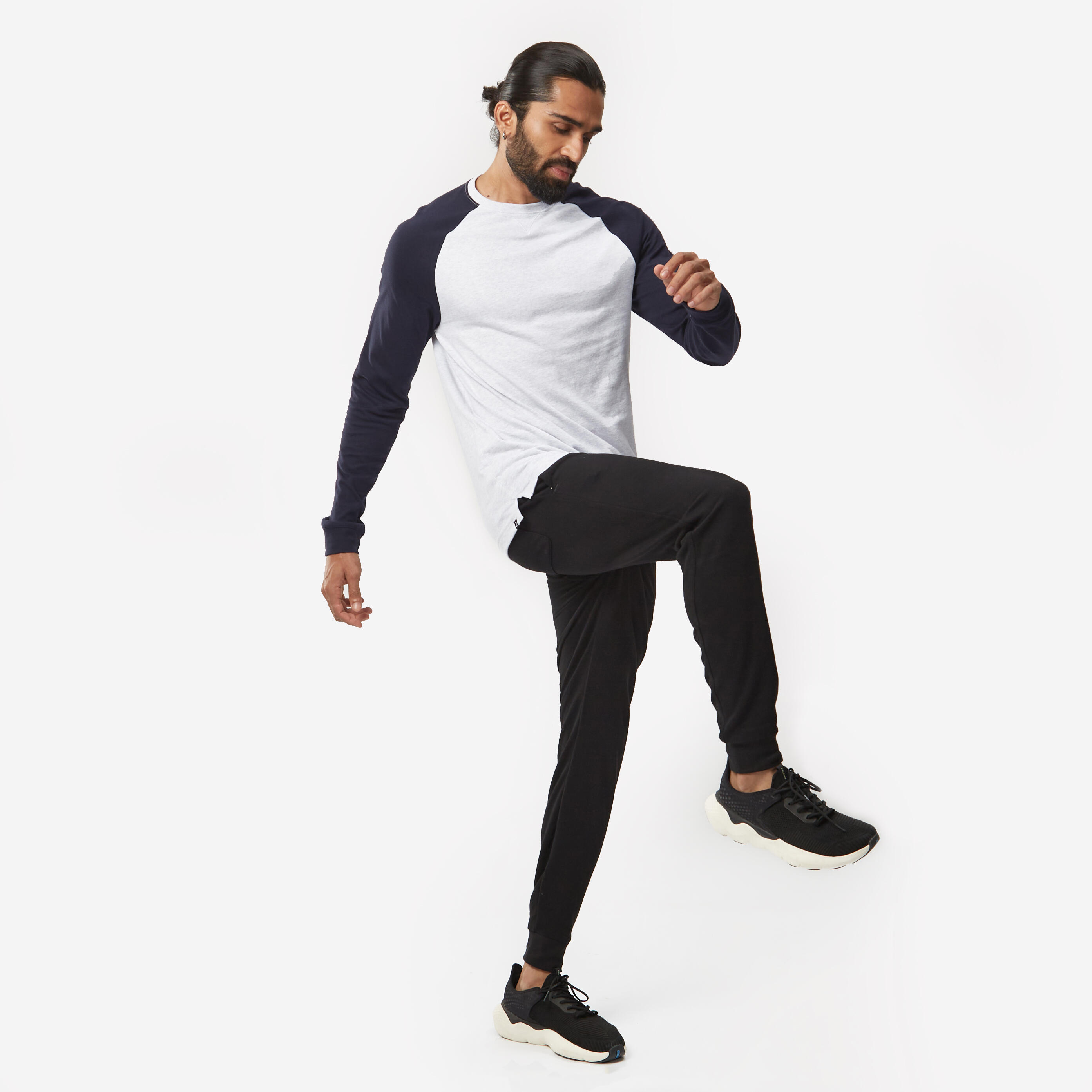 Men's Long-Sleeved Fitness T-Shirt 520 - Blue/Black 5/5