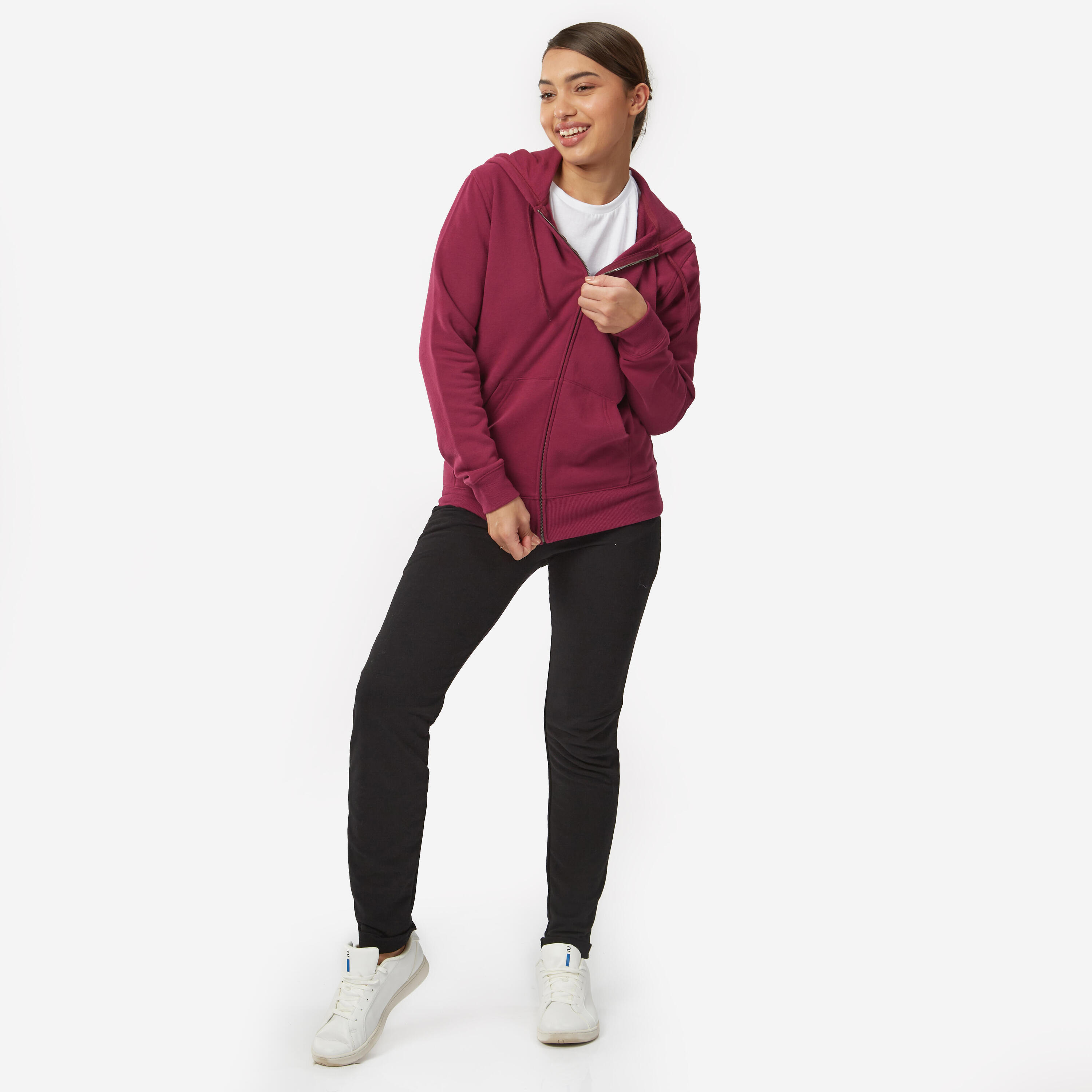 Sudadera Fitness Mujer Violeta Ciruela Cremallera 5/5
