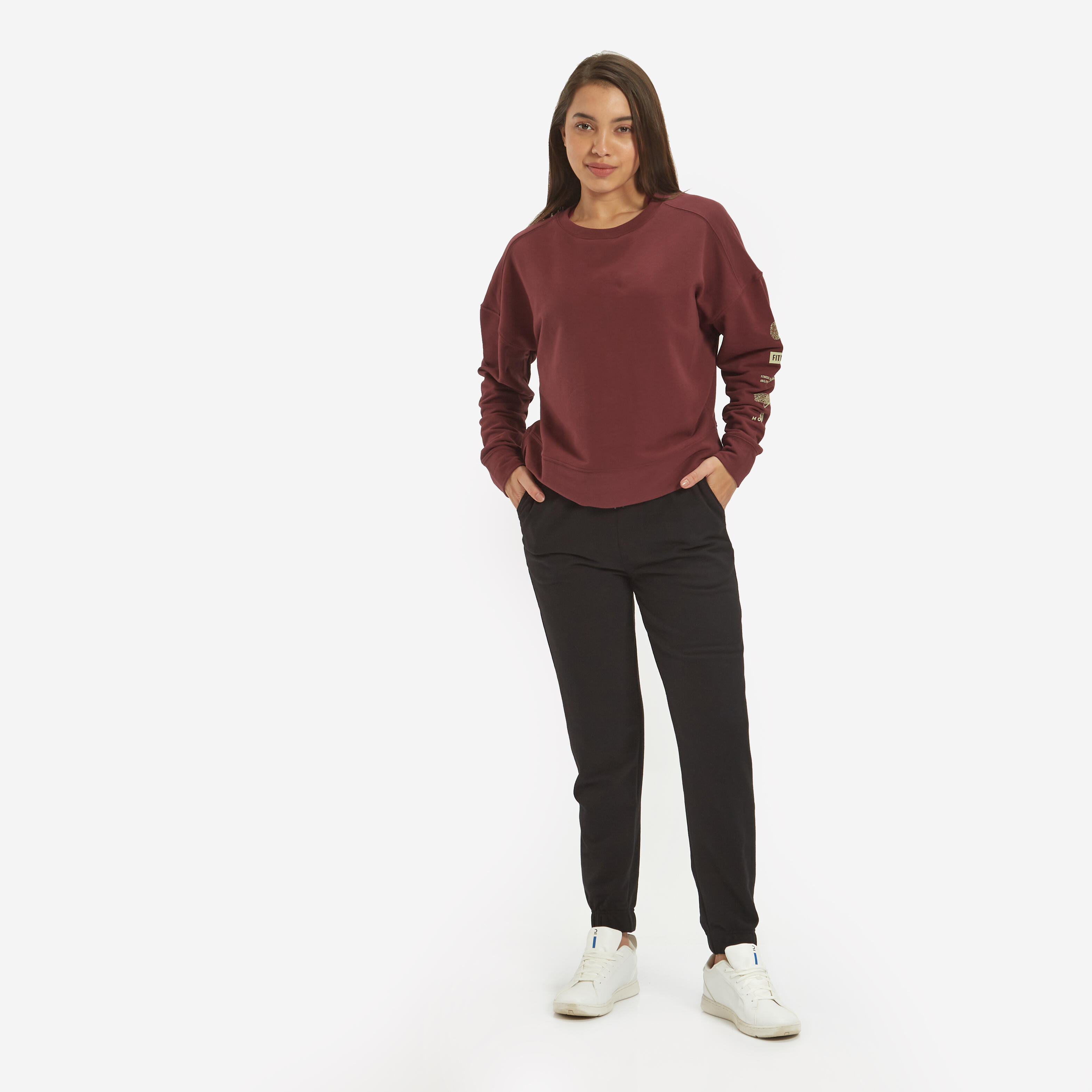 Women's Sweater 120  For Gym Print-Burgundy