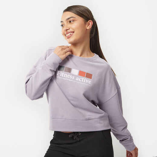 
      Women's Loose Fitness Sweatshirt 120 Cosmeto - Purple with Print
  