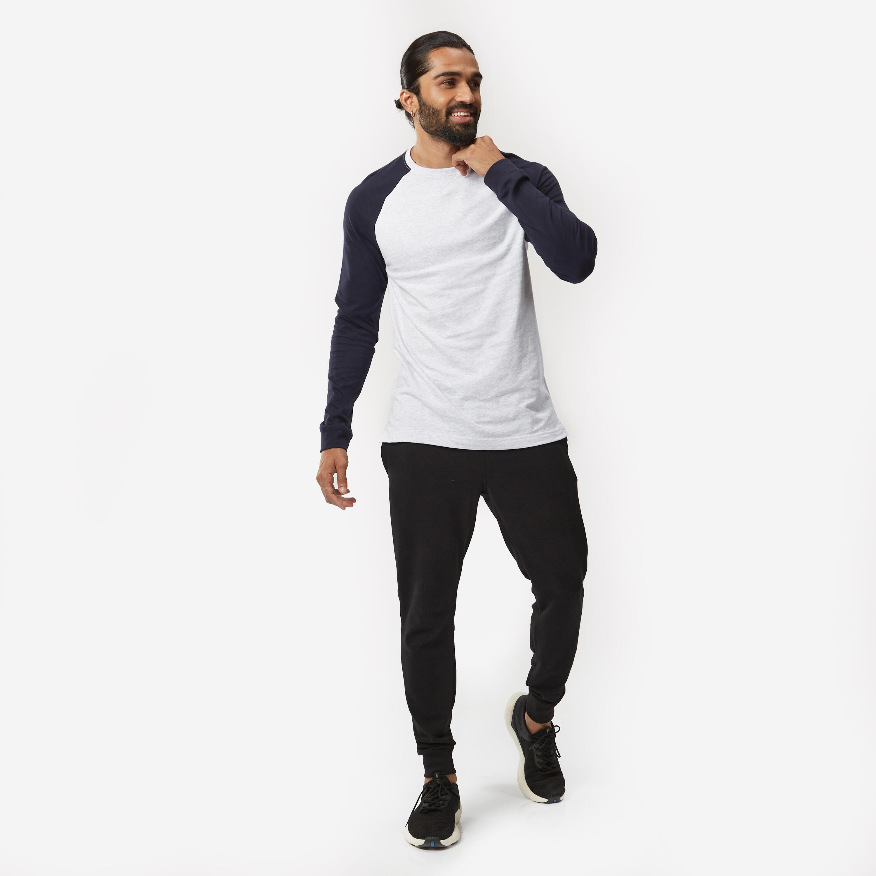 Men's Long-Sleeved Fitness T-Shirt 520 - Blue/Black 4/5