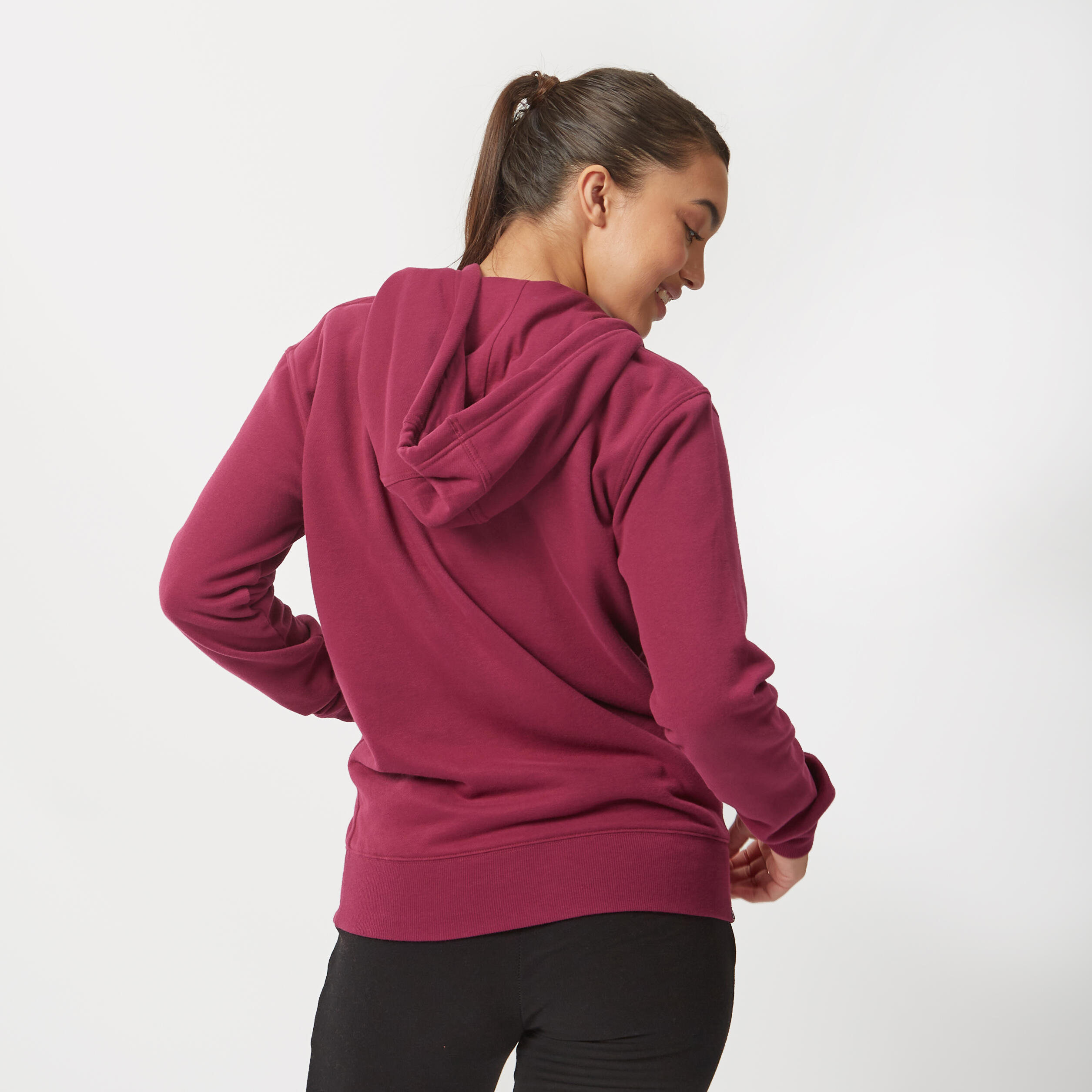 Sudadera Fitness Mujer Violeta Ciruela Cremallera 4/5