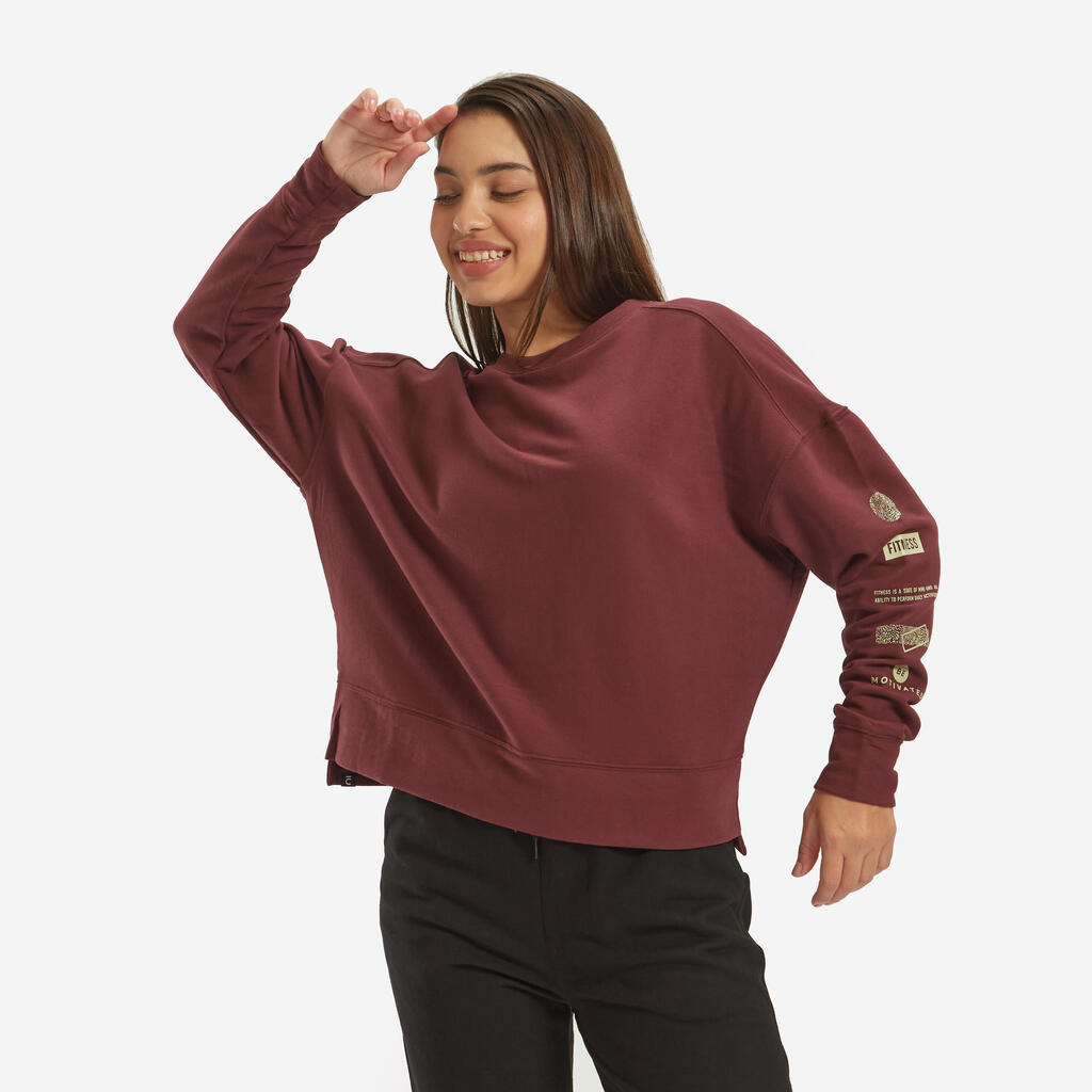 Sieviešu brīva piegriezuma sporta krekls “120 Cosmeto”, sēpijas krāsā