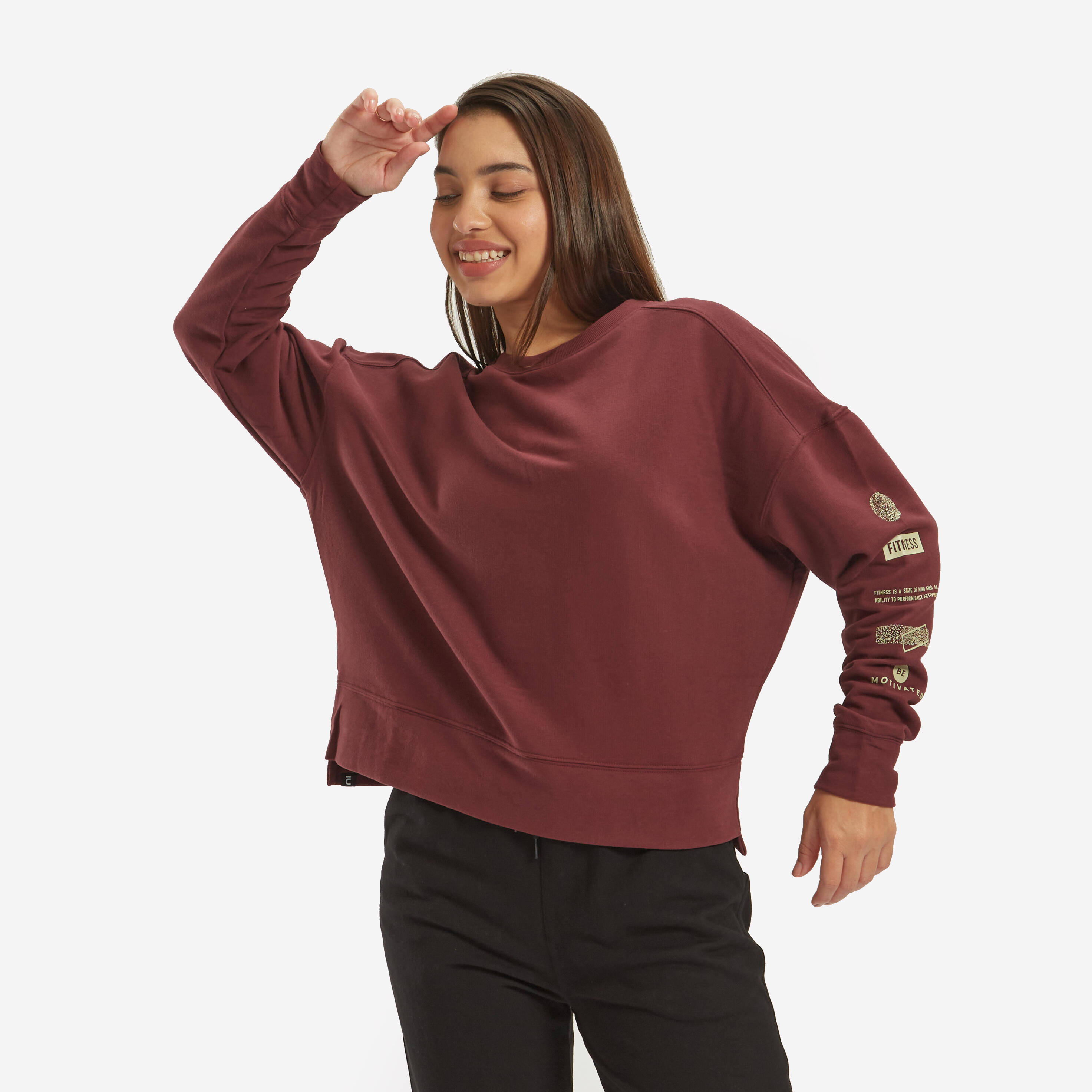 Women's Sweater 120  For Gym Print-Burgundy -  1