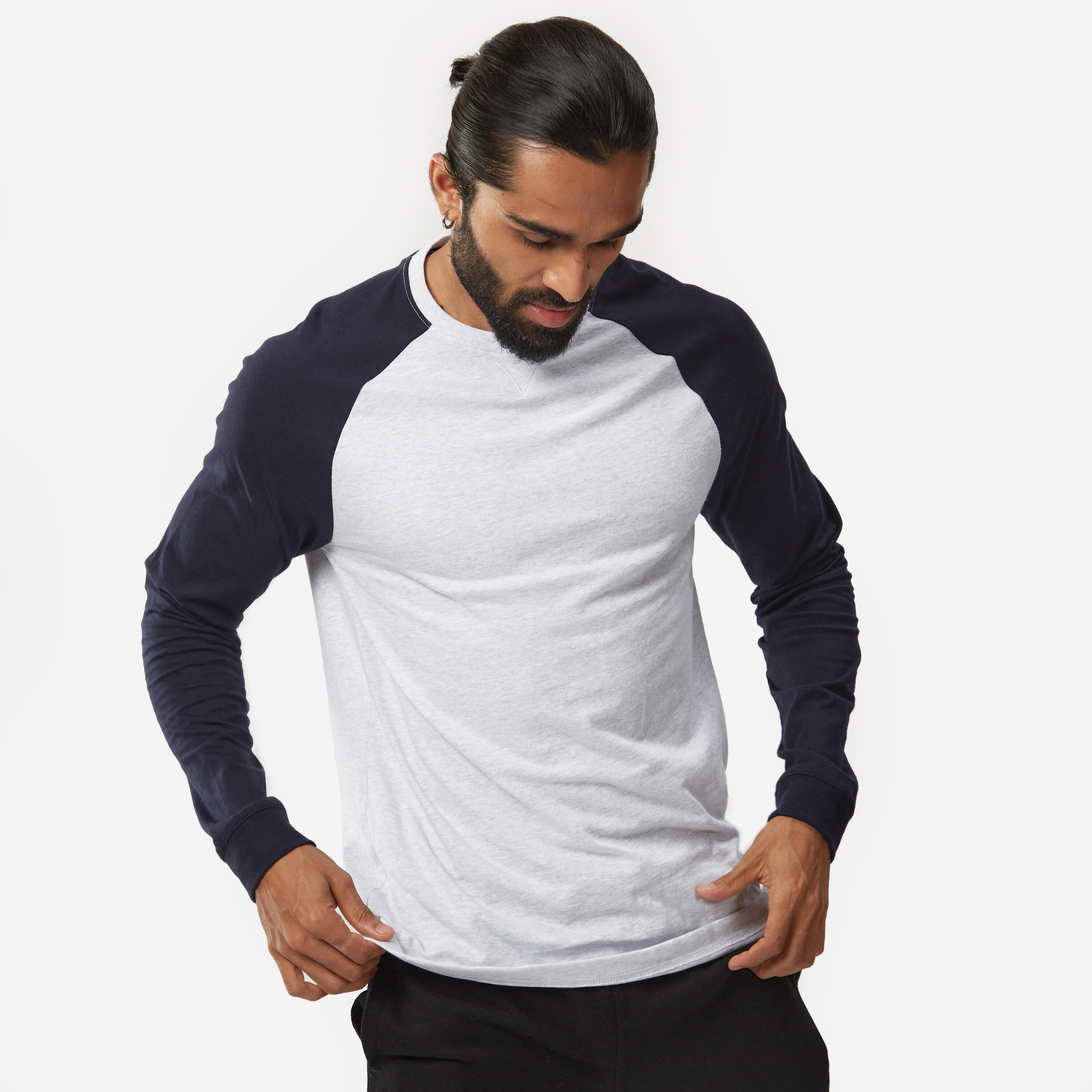 Men's Long-Sleeved Fitness T-Shirt 520 - Blue/Black 1/5
