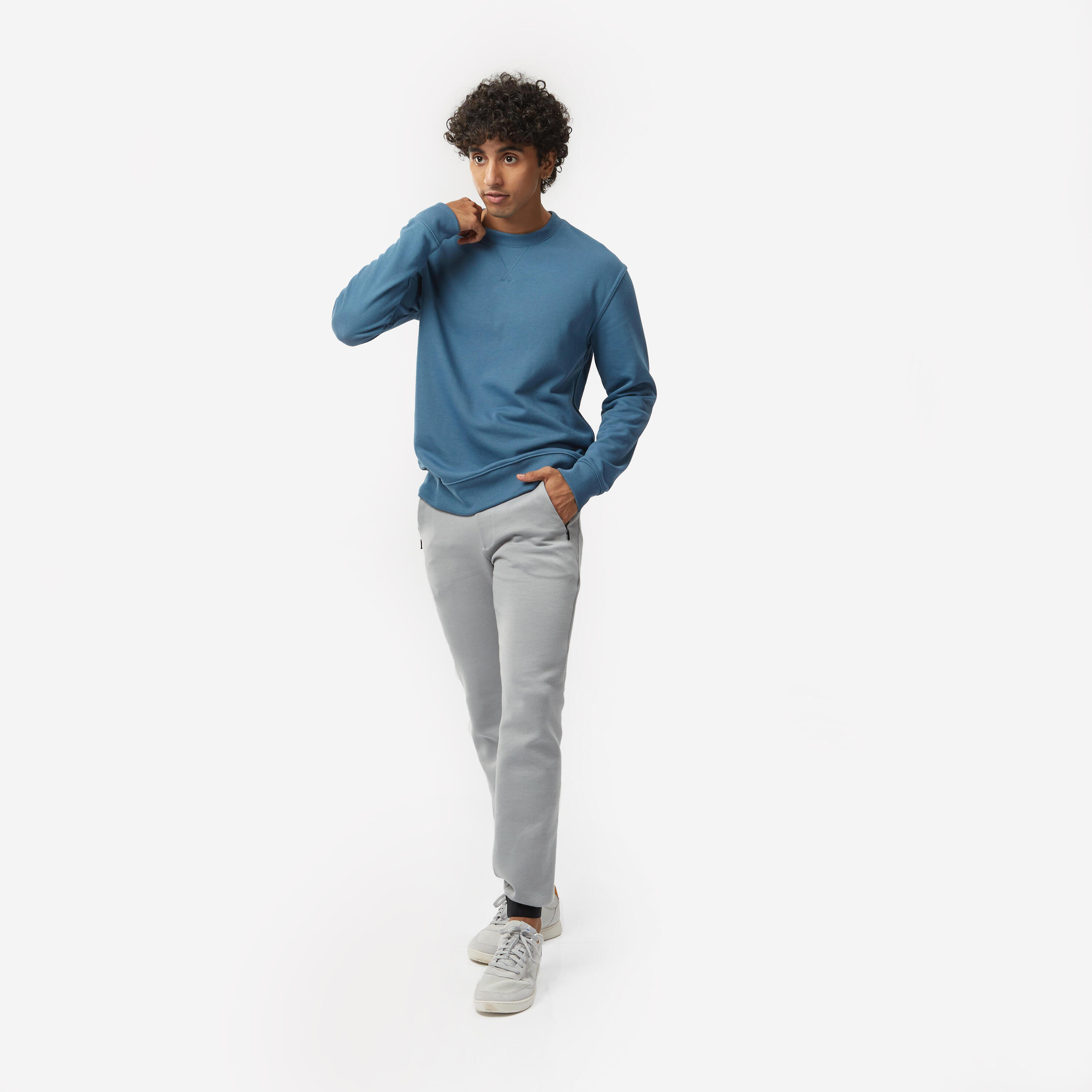 Men's Crew Neck Sweatshirt 500 Essentials - Teal 5/5