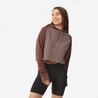 Women's Gym Cotton Blend Crop Hoodie Sweatshirt 520- Dark Grey