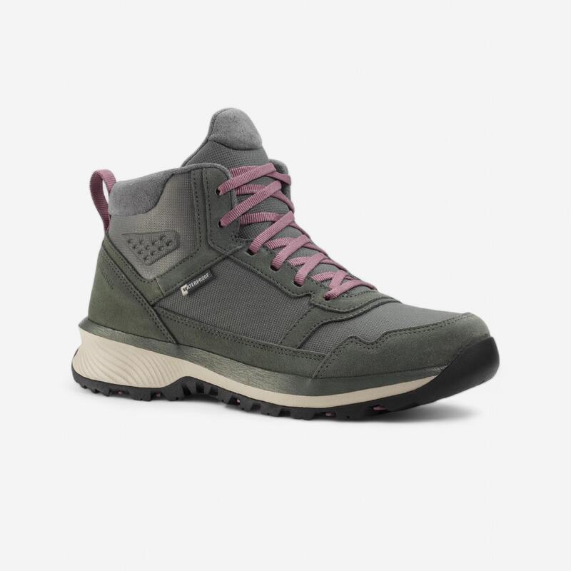 Wandelschoenen voor dames NH500 MID LEER WP