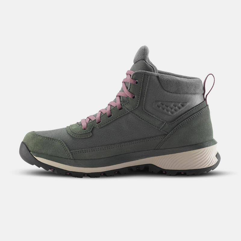 Scarpe trekking donna NH500 Mid CUOIO impermeabili verde oliva