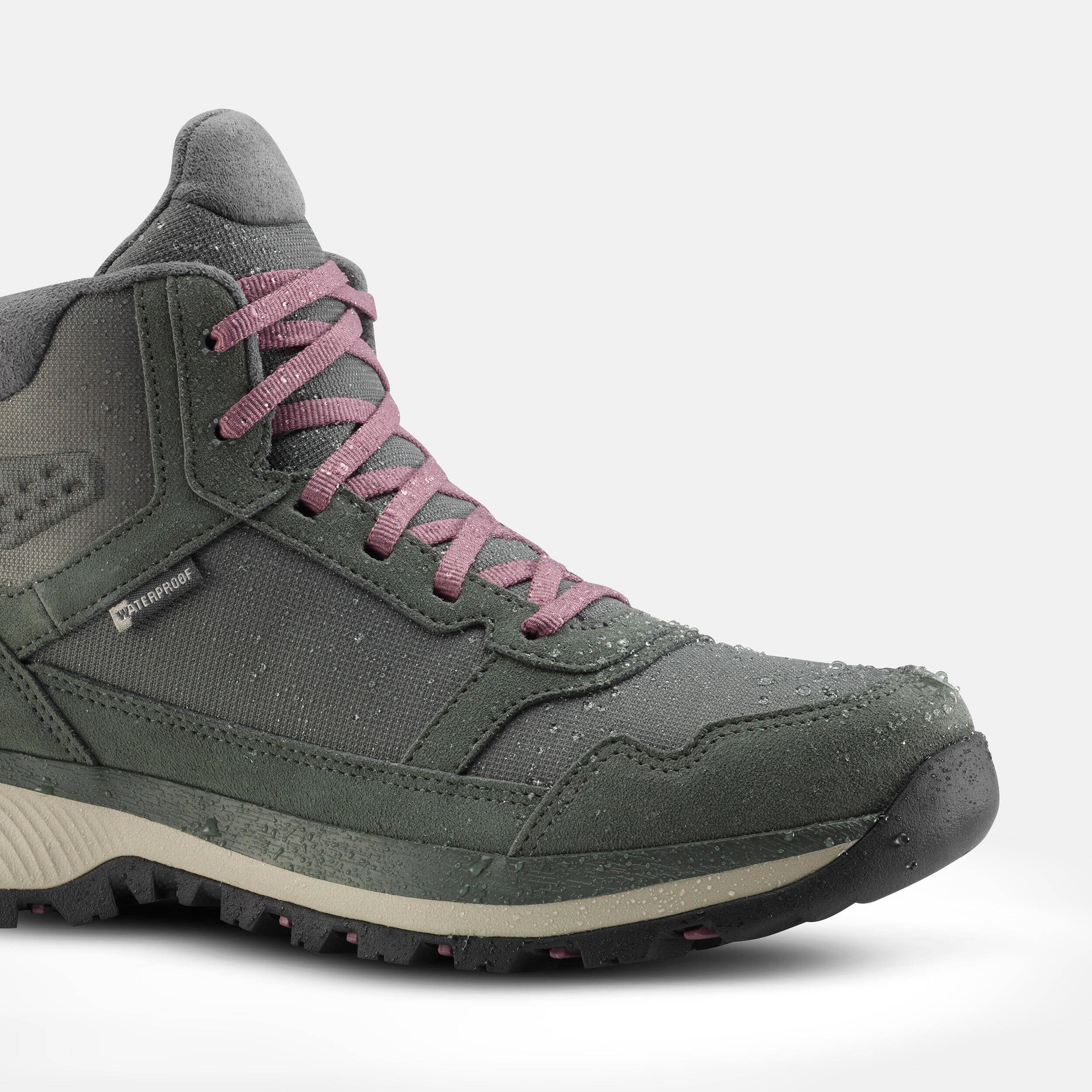 Women's waterproof mid hiking boots NH500 Leather WP - Grey -  3
