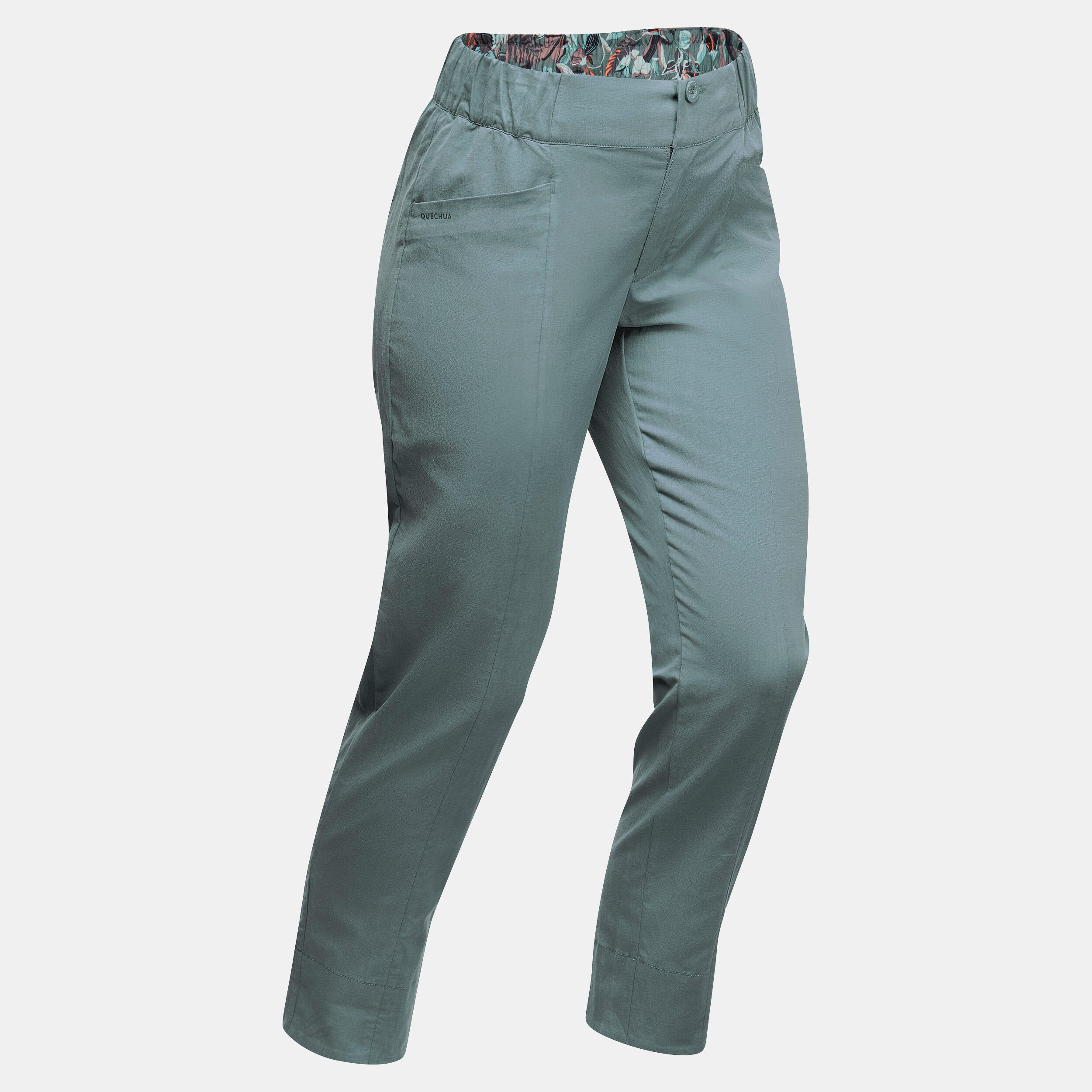 Pantalón de montaña y trekking lino Mujer Quechua NH500 verde 7/9